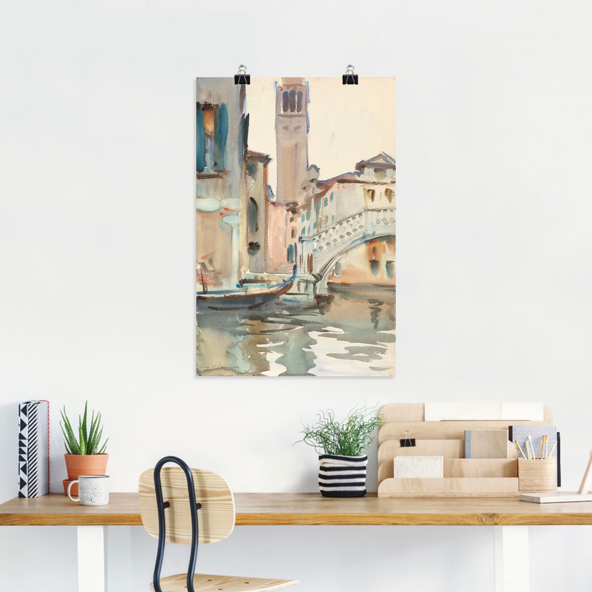 Artland Wandbild »Eine Brücke und Campanile, Venedig.«, Venedig, (1 St.), als Leinwandbild, Poster in verschied. Grössen