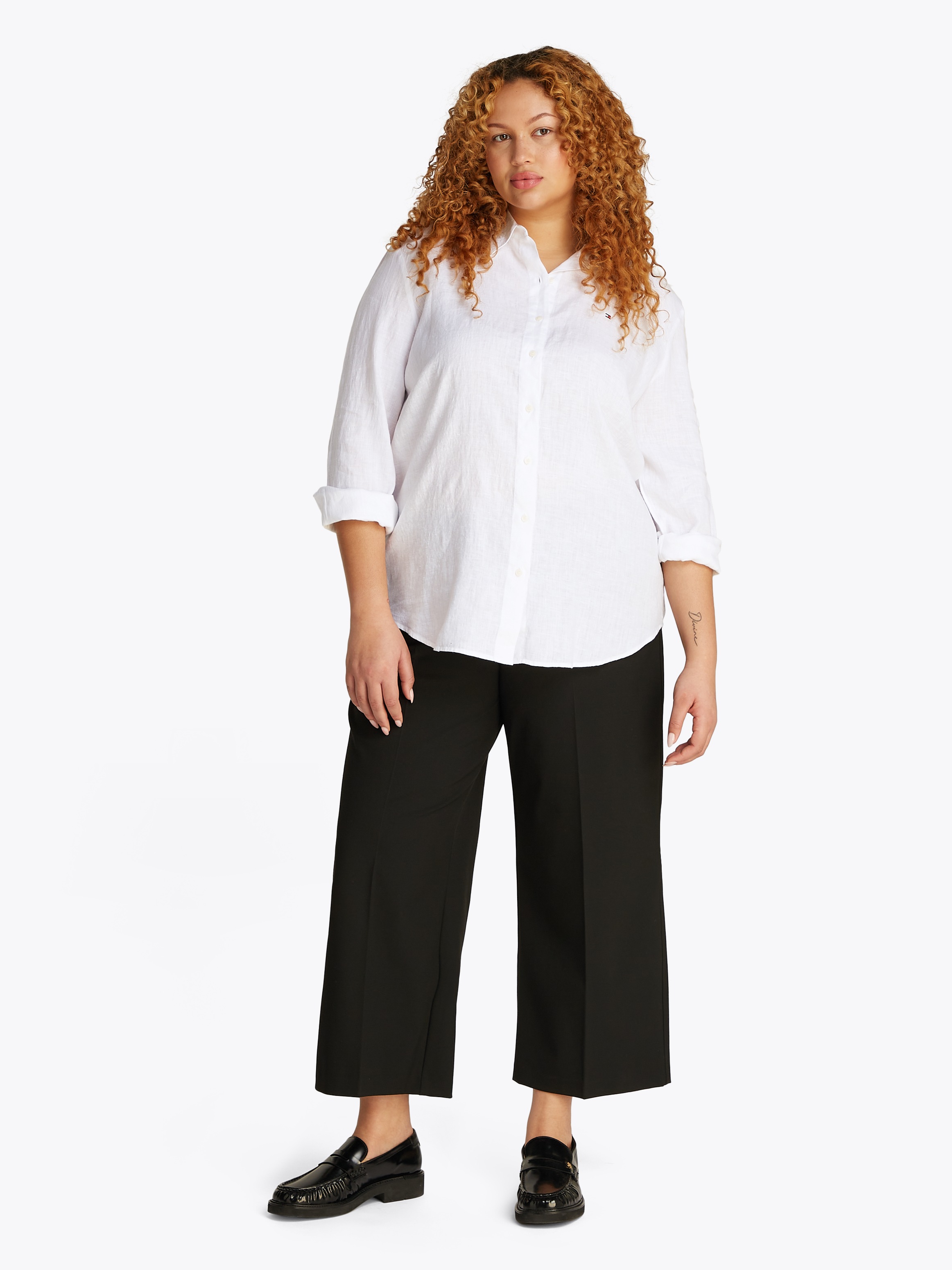 Tommy Hilfiger Curve Hemdbluse »CRV ESS LINEN RELAXED SHIRT«, in Grossen Grössen, Leinenqualität
