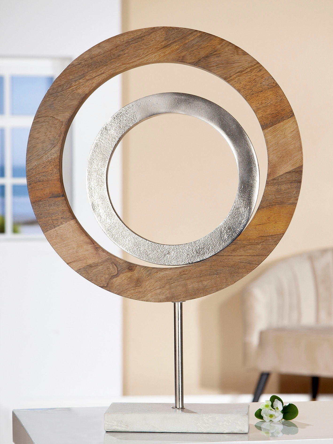 Image of GILDE Dekoobjekt »Skulptur Marcire rund«, (1 St.), Höhe 59 cm, aus Holz und Metall, Wohnzimmer bei Ackermann Versand Schweiz