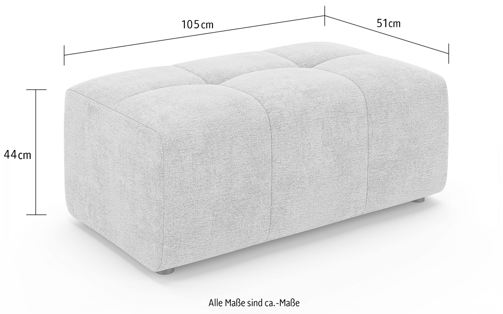 GOODproduct Polsterhocker »AVVELLA Sitzhocker passend zum Sofa, Breite 105 cm, Cord oder Struktur« mit hochelastischer Schaum und Wellenunterfederung