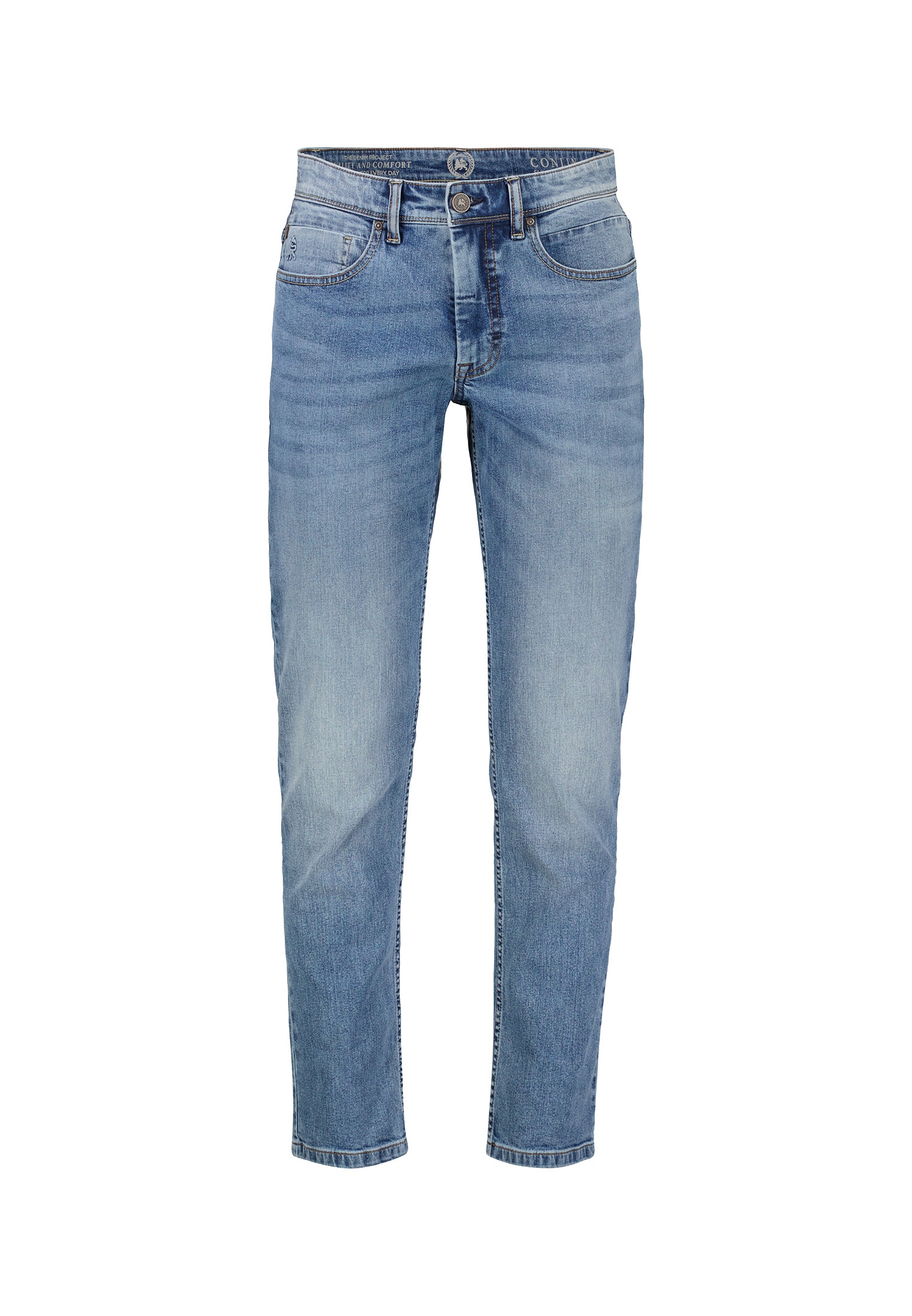 Image of LERROS Slim-fit-Jeans "CONLIN 5-Pocket Stretch-Denim, SLIM FIT" Herren Jeans, blau, bequem, Used-Look, 99% Baumwolle, 1% Elasthan