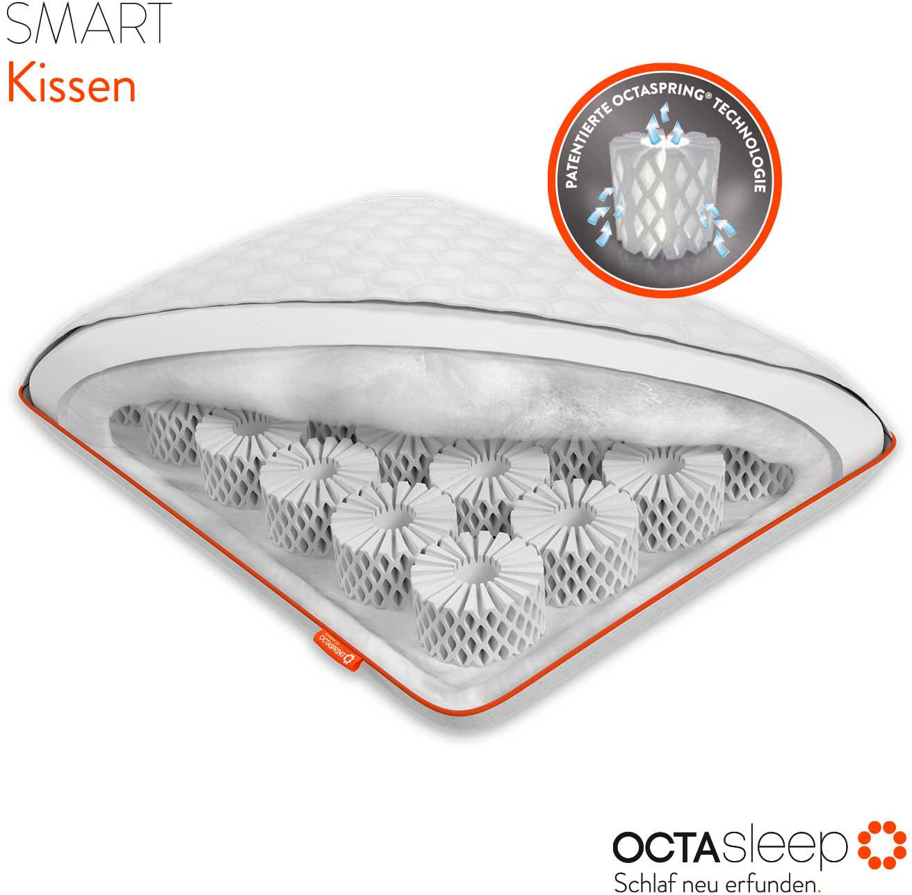 OCTAsleep Nackenstützkissen »Octasleep Smart Pillow«, Füllung: 100% Polyester, Bezug: 99% Polyester, 1% Elasthan, (1 St.), Kopfkissen atmungsaktiv