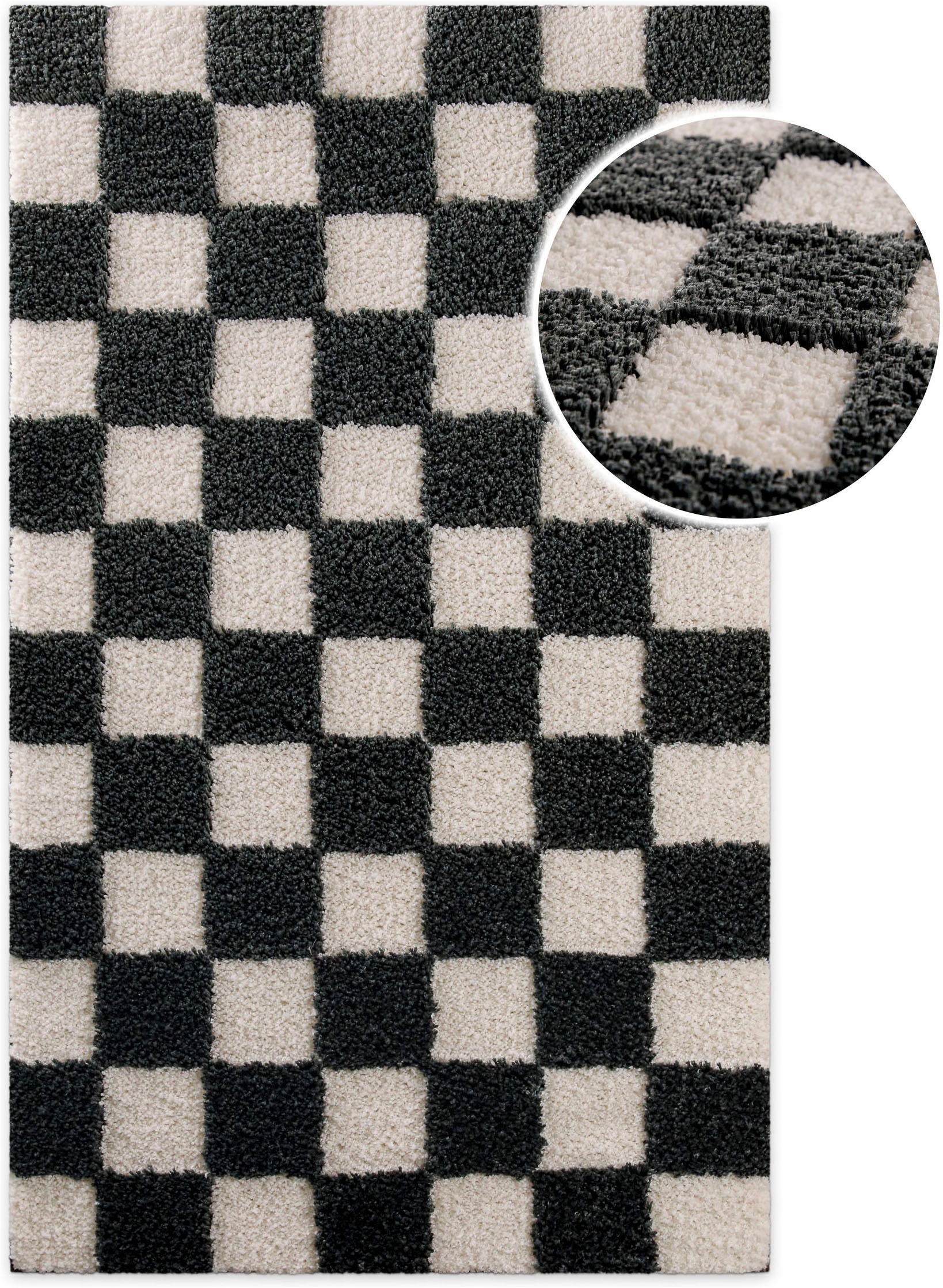 Image of Wecon home Badematte "Bobbi" Höhe 25 mm rutschhemmend beschichtet schnell trocknend Badteppich, Schachbrett-Design, weich, rutschhemmend, waschbar