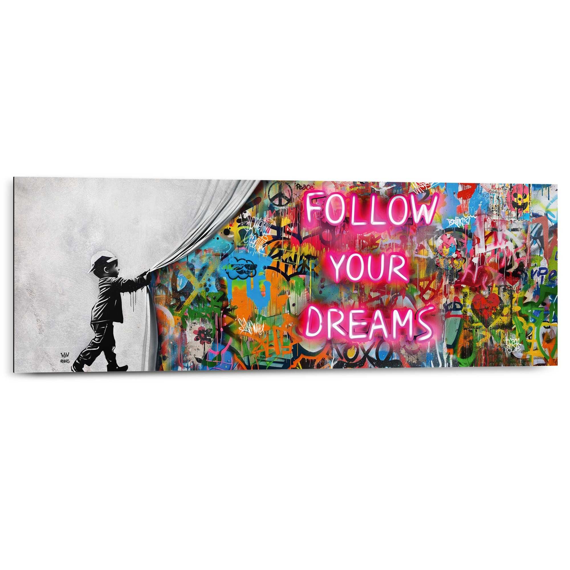 Image of Reinders Deco-Panel "Graffiti follow your dreams" Hobbyraum - Mehrfarbig - MDF - Street Art - 90x30 cm