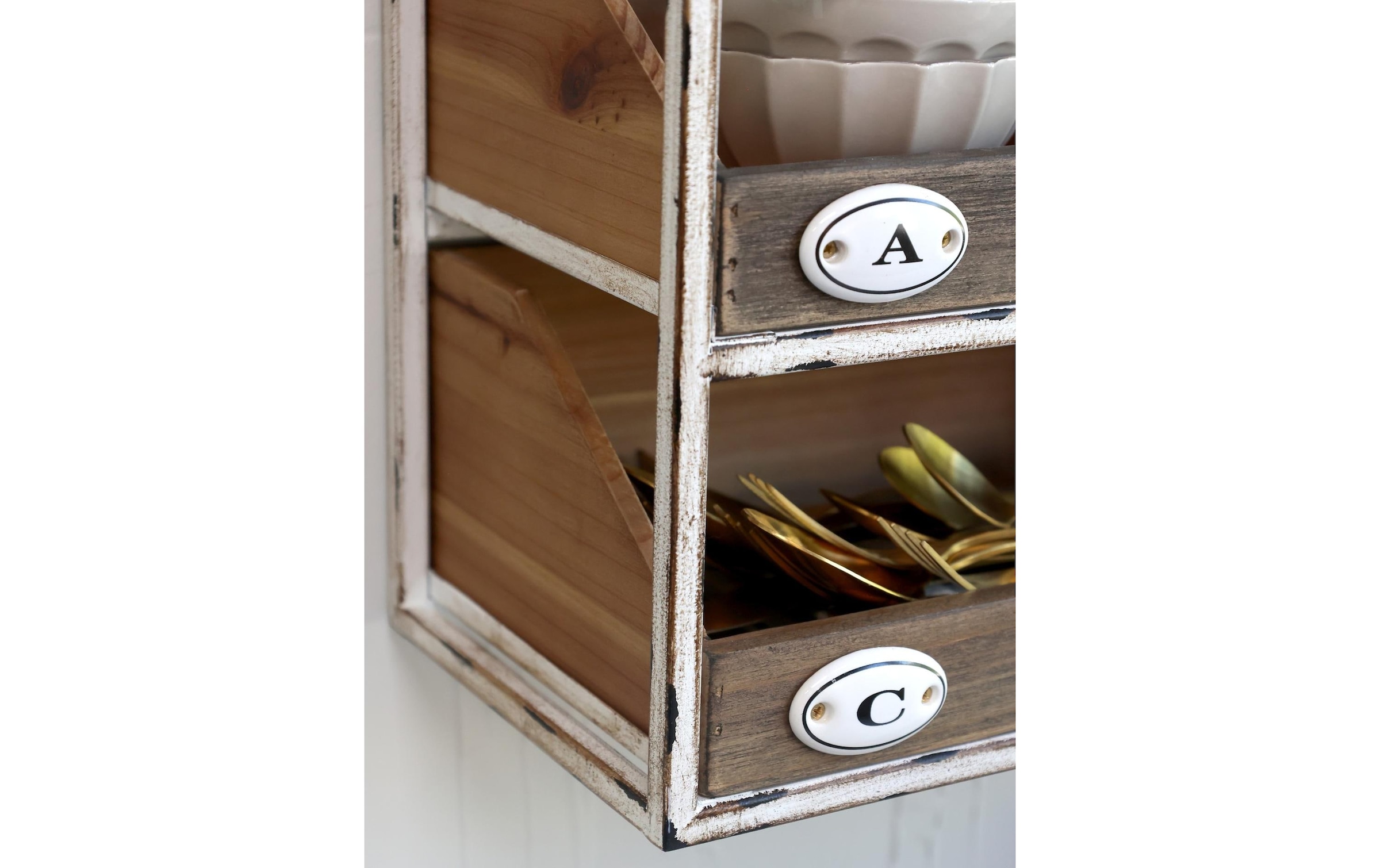 Wandregal »Chic Antique mit Schubladen 50,5 x 71,5 x 1 cm, Braun«