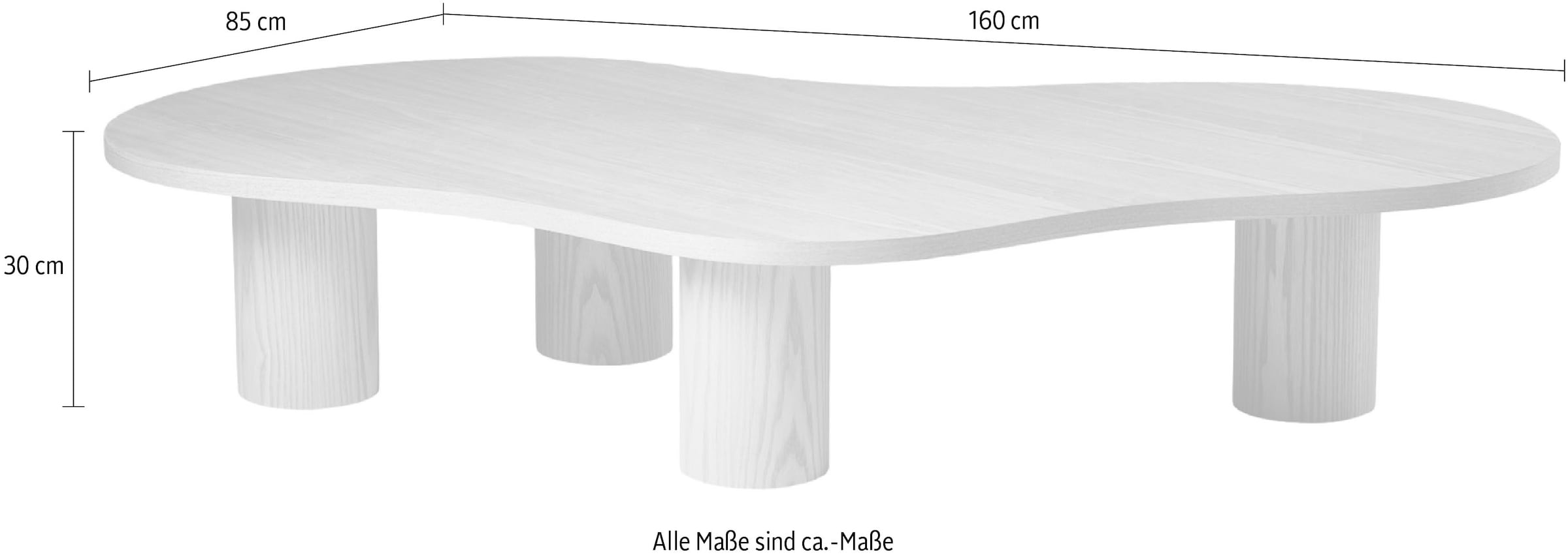 SalesFever Couchtisch »Couchtisch 160x85 cm« Markante organische Form mit skulpturalem Charakter
