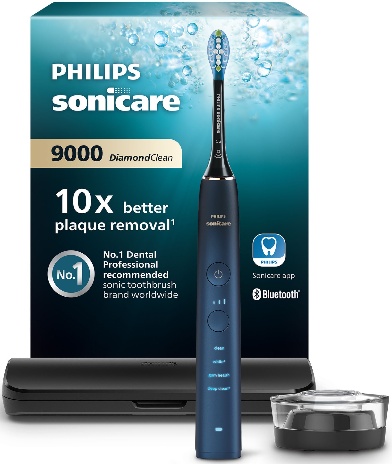 Image of Philips Sonicare Elektrische Zahnbürste "DiamondClean 9000 Special Edition HX9911" 1 Stk. Aufsteckbürsten mit integriertem Drucksensor, 4 Putzprogramme und 3 Intensitätsstufen