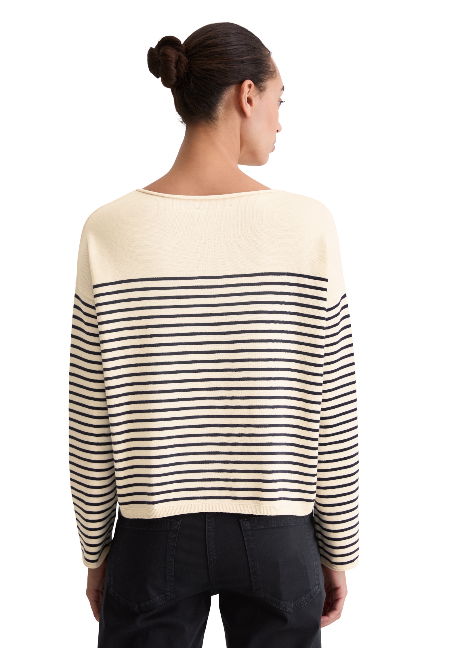Marc O'Polo Pull en tricot geringelt, U-Boot-Ausschnitt