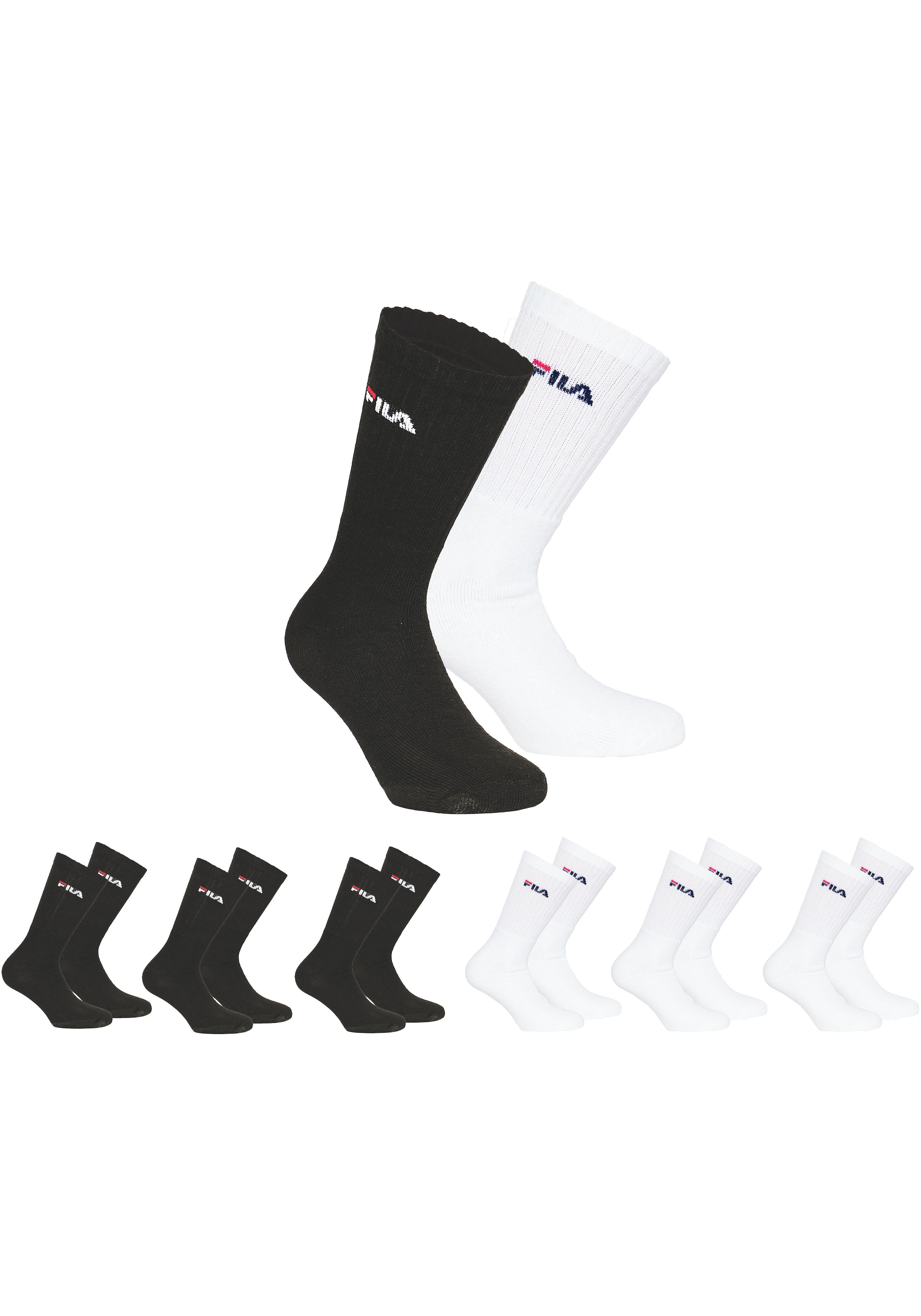 Fila Sportsocken »UNISEX CREW TENNIS FULL TERRY SOCKS«, (6 Paar), mit eingestrickem Logo