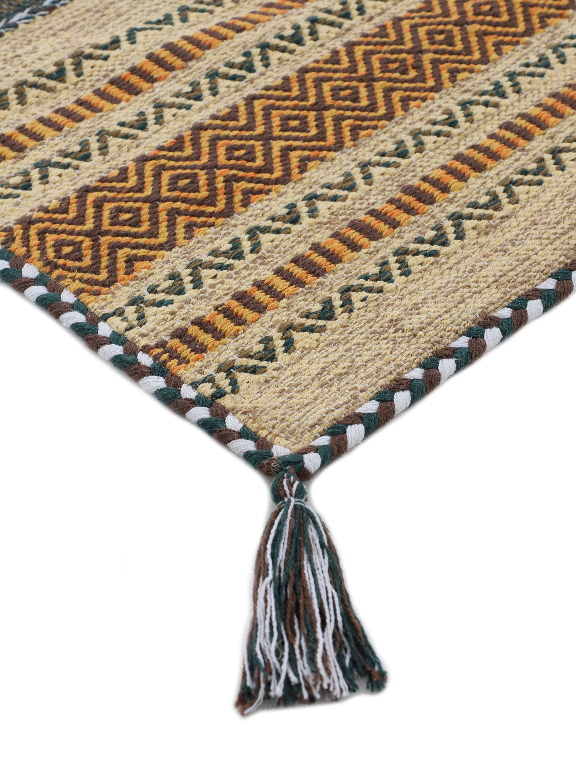 carpetfine Teppich »Kelim Azizi«, rechteckig, 5 mm Höhe, Baumwolle, Wendeteppich mit Fransen, Wohnzimmer