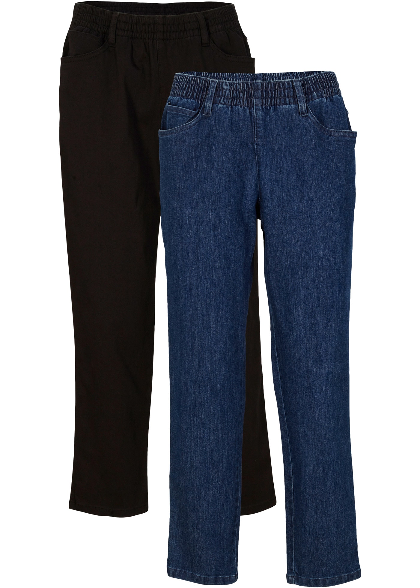 Image of bonprix Straight-Jeans Packung, 2 gerades Bein, mit erhöhtem Gummibund, in Stretch-Qualität