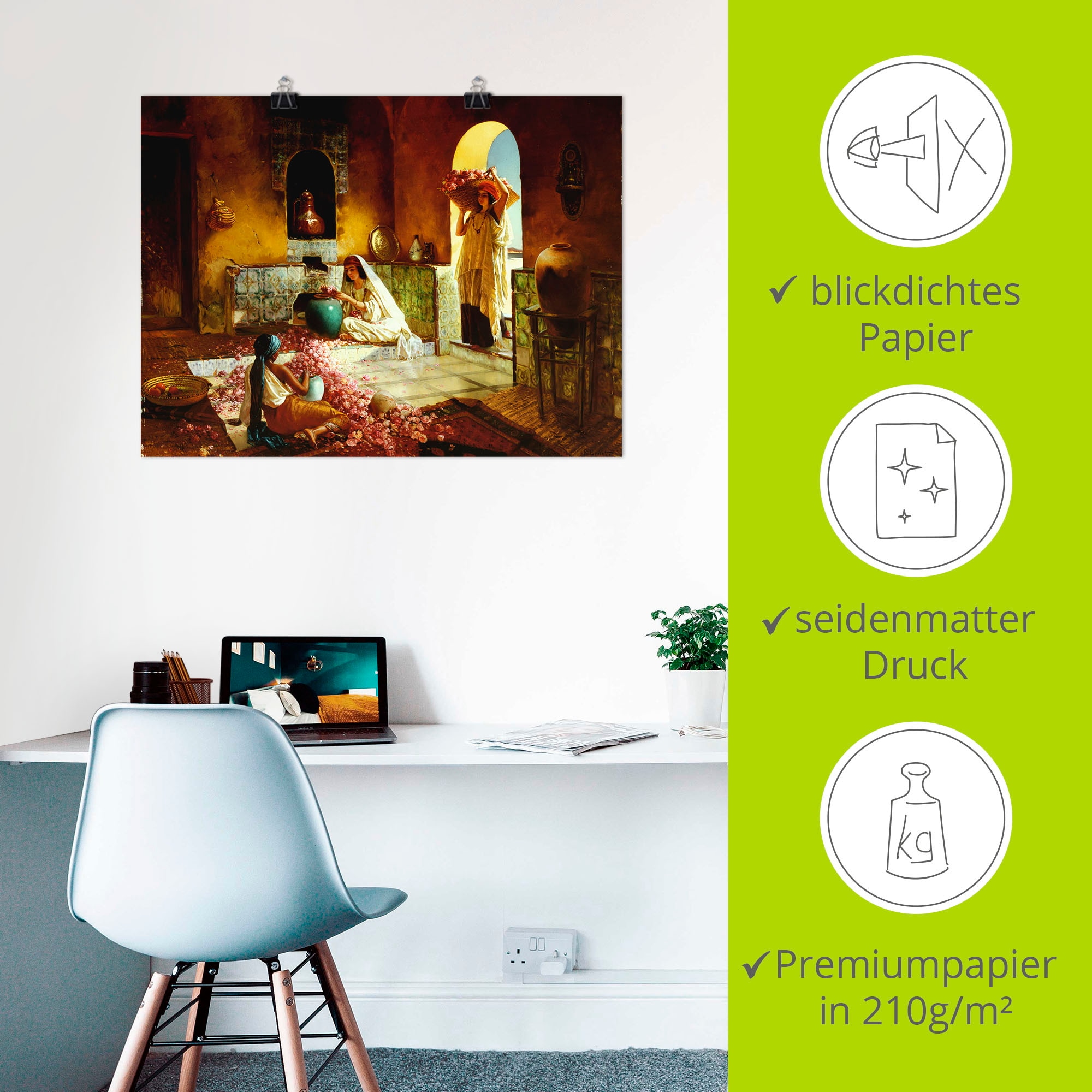 Artland Fresque murale »Die Rosenernte.« 1 cuis tlg. als Leinwandbild, Poster in verschied. Grössen