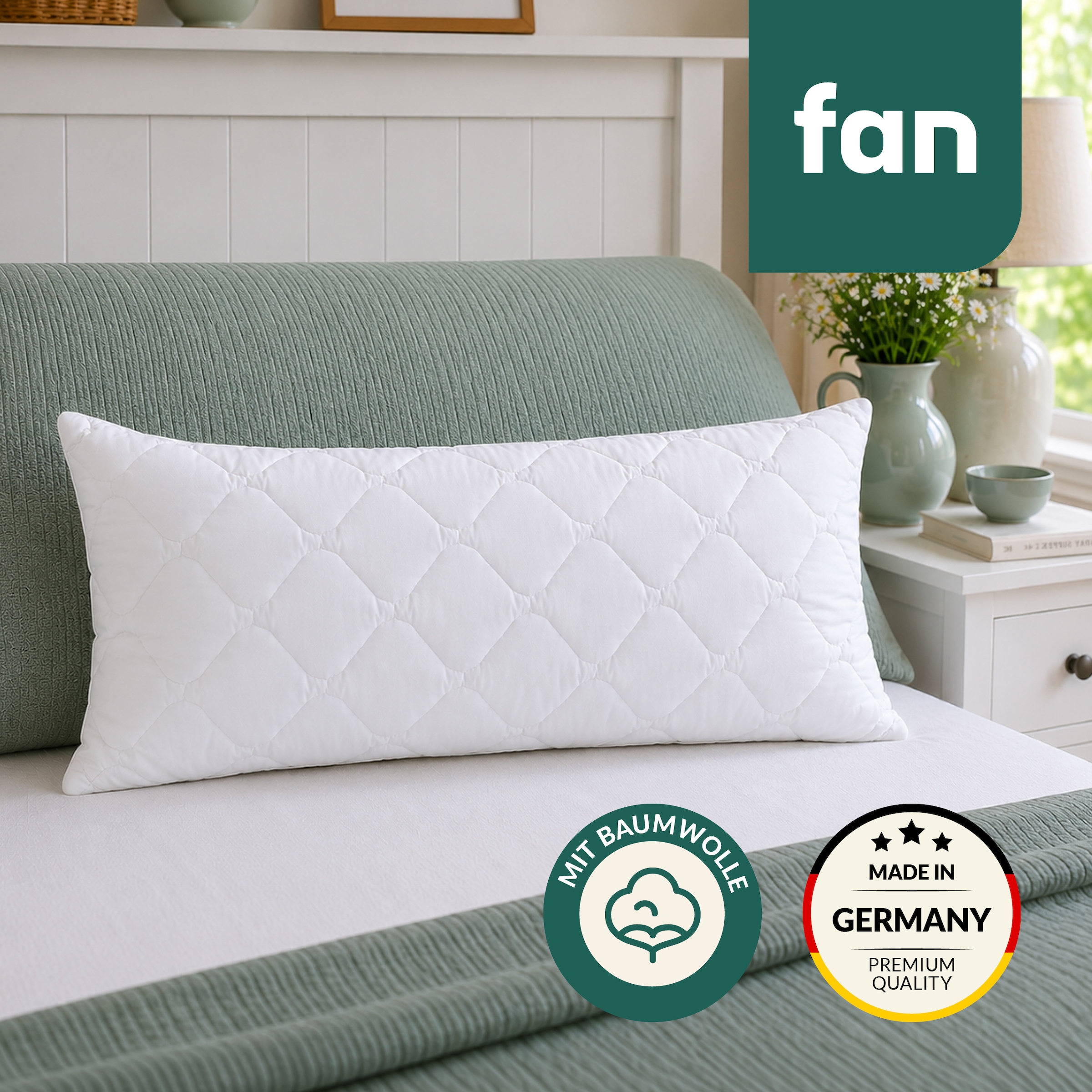 fan Oreiller en microfibre »Kansas, mit Baumwollbezug und Reissverschluss« Füllung: 100 % microfibre 1 cuis tlg. en 40x80 ou 80x80 cm, oreiller en microfibre, fabriqué en Allemagne