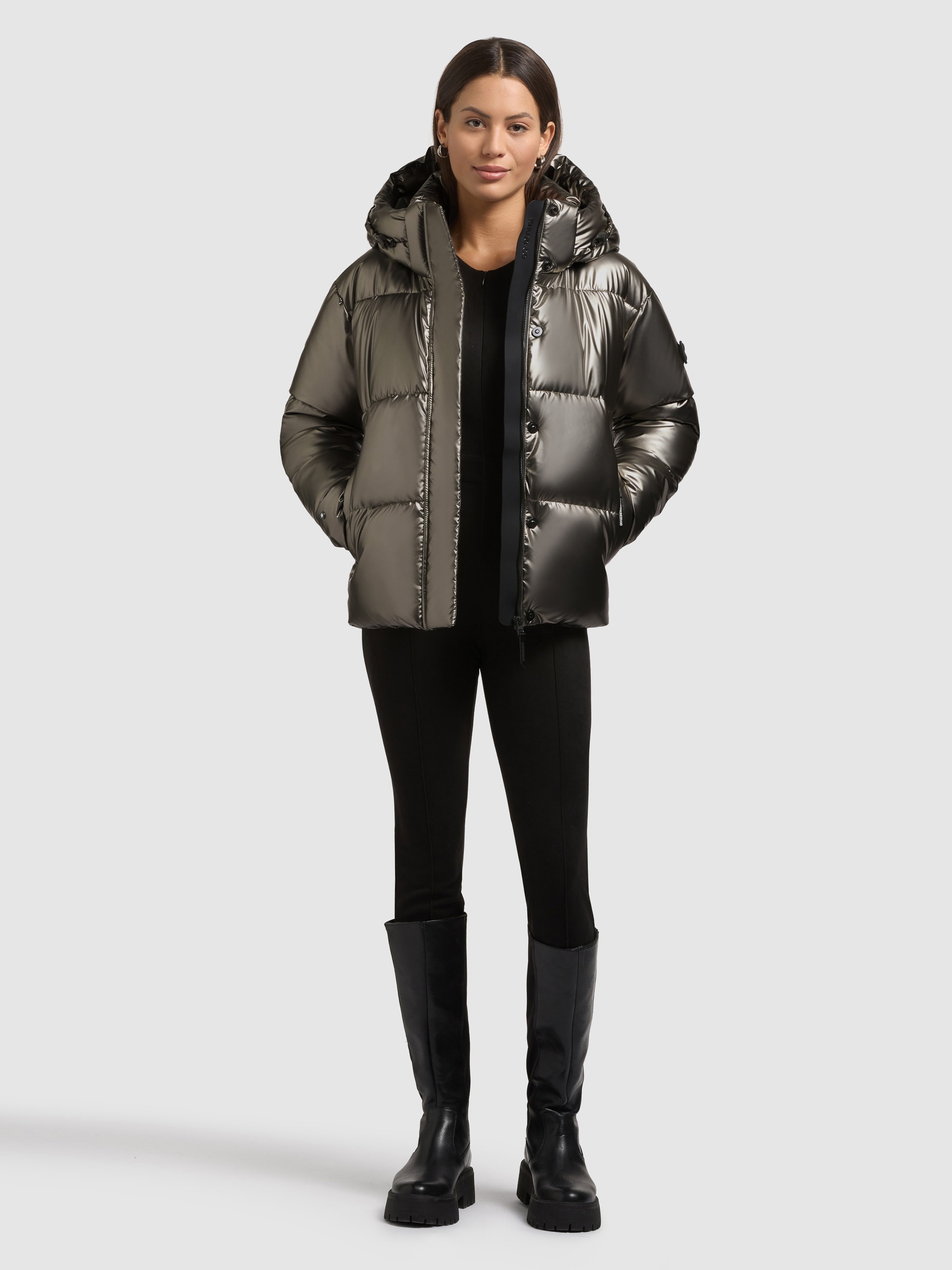 khujo Veste matelassée »DEVINA2 SHINY« avec capuche capuche amovible, pare-vent avec fermeture magnétique