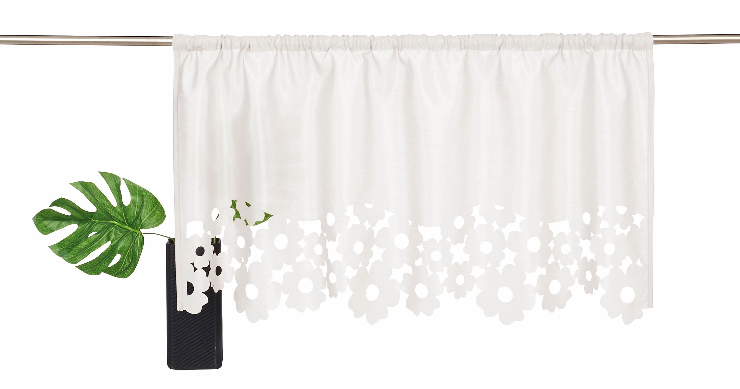 Image of GOODproduct Scheibengardine "VENEDIG, 1 Stück, Stangendurchzug, halbtransparent, gemustert Blumen" Stangendurchzug 1 Stk. tlg. Fertiggardine, halbtransparent