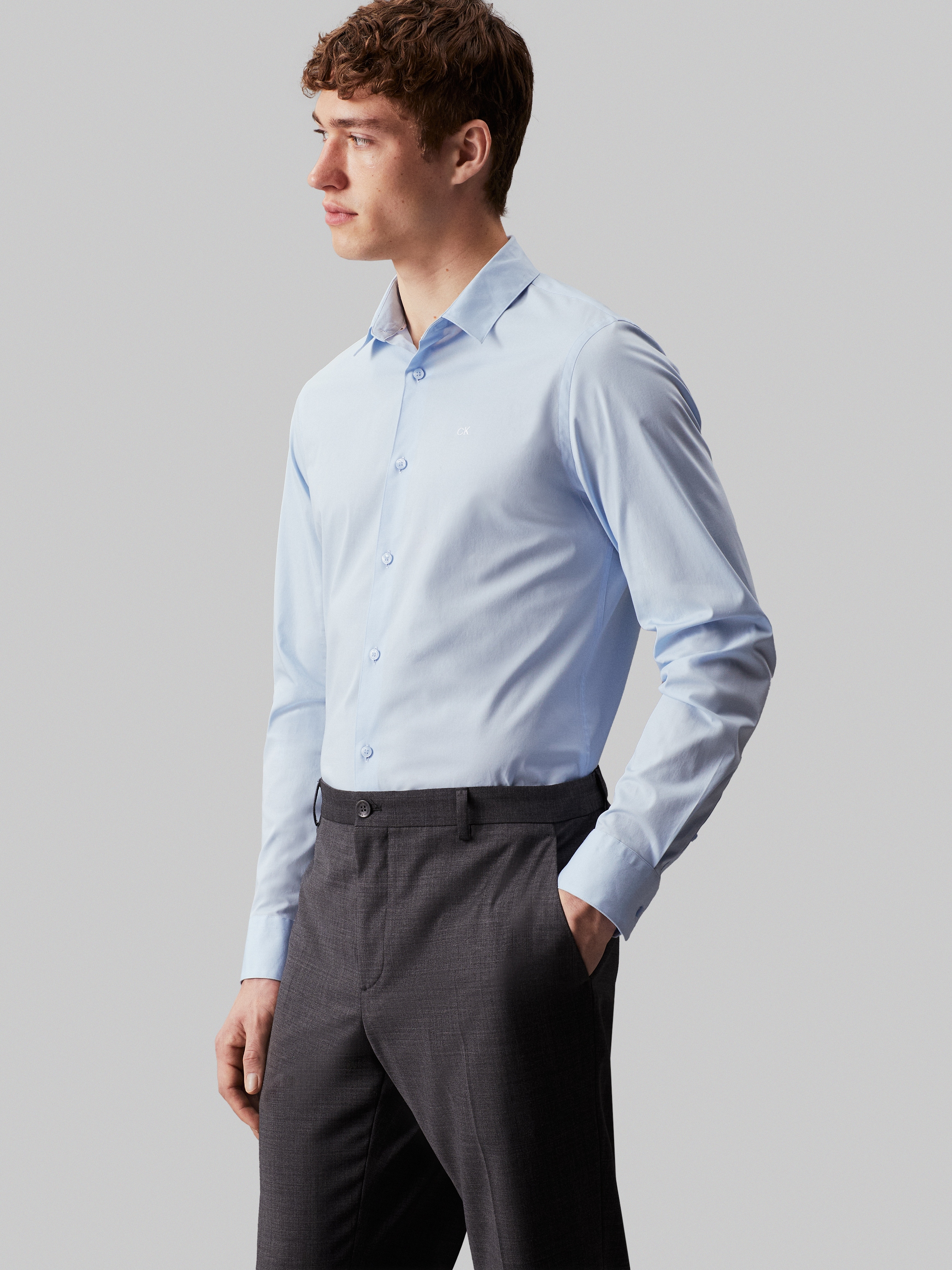 Calvin Klein Businesshemd »STRETCH POPLIN SLIM SHIRT«, mit Calvin Klein Logo auf der Brust