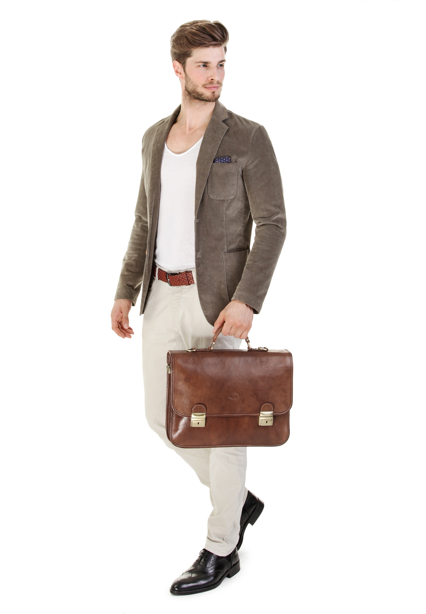 Piké Aktentasche echt Leder, Made in Italy