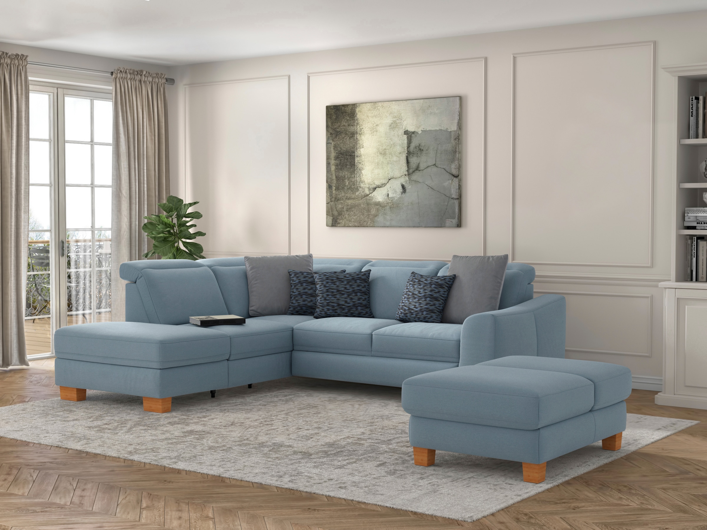 Image of sit&more Ecksofa "Dundee L-Form" mit Federkern und Massivholzfüssen, wahlweise mit Kopfteilverstellung