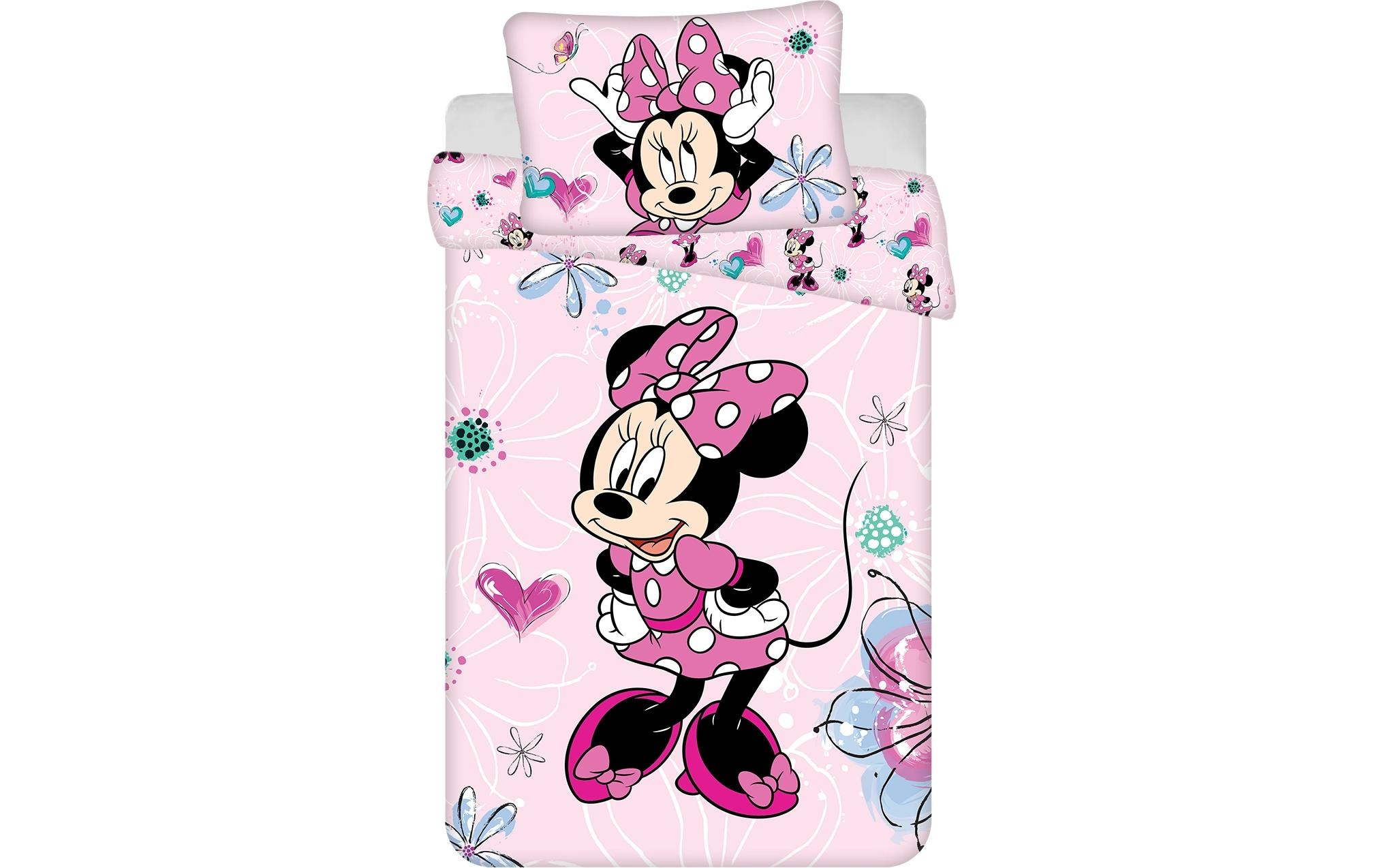 Image of Kinderbettwäsche "Jerry Fabrics Minnie Flowers 100 x 135 cm + 40 x 60 cm" 2 Stk.