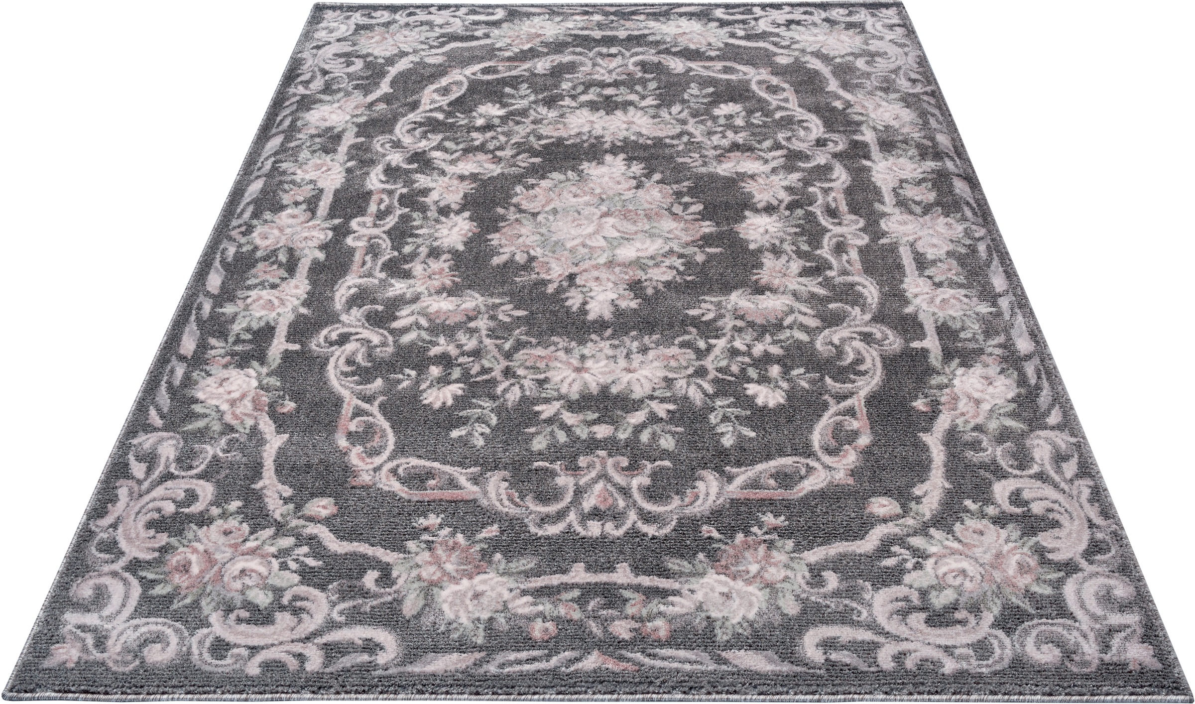 Image of NOURISTAN Teppich »Aubusson Flore«, rechteckig, 11 mm Höhe, Kurzflor, Florales Design, besonders weiche durch Microfaser, Wohnzimmer, Schlafzimmer, Robust, Pflegeleicht bei Ackermann Versand Schweiz