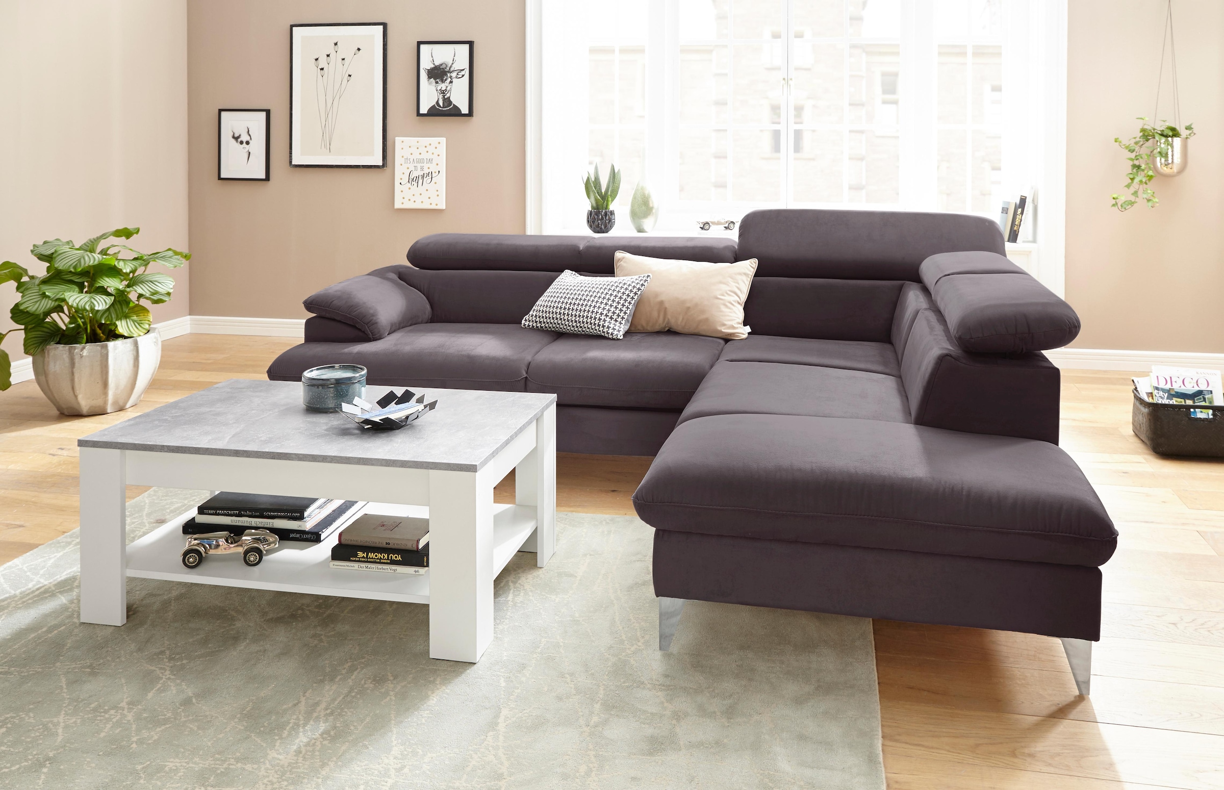 COTTA Ecksofa »Caluso L-Form«, mit Kopfteilverstellung, wahlweise mit Bettfunktion & Bettkasten