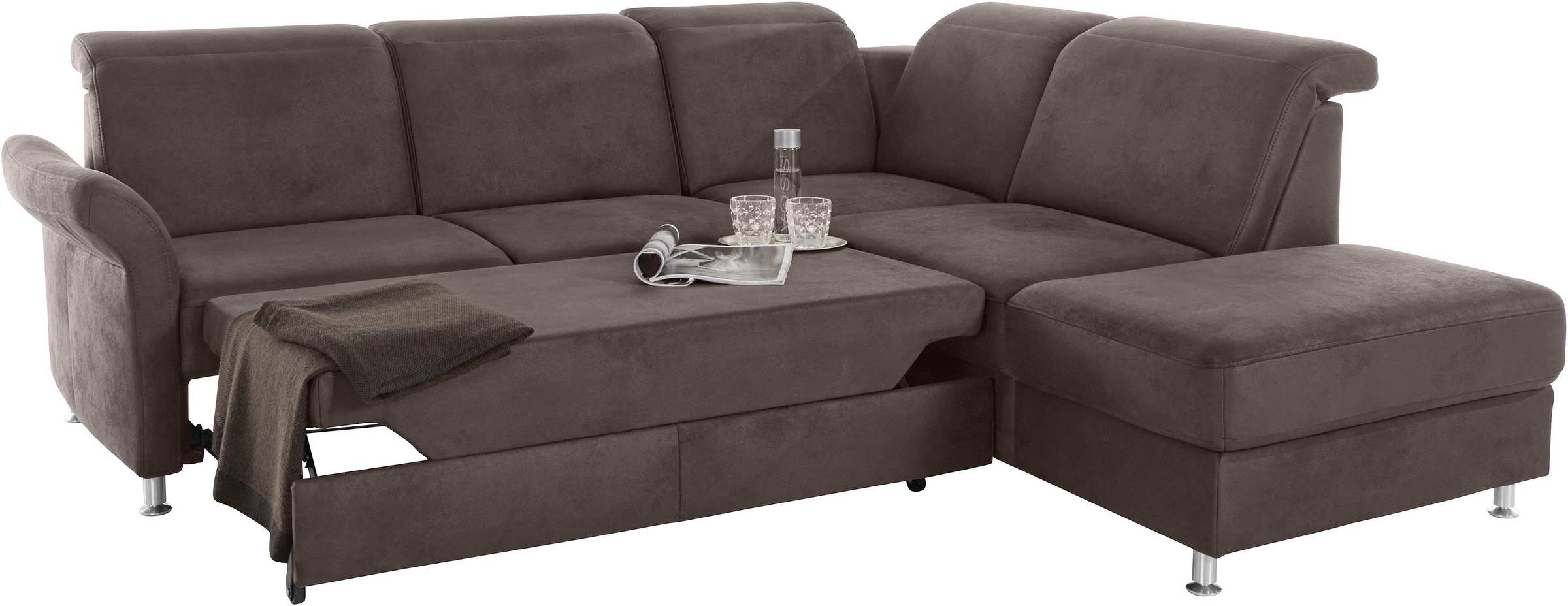 sit&more Ecksofa »Darwin L-Form«, inklusive Federkern, wahlweise mit Kopfteilverstellung, Bettfunktion
