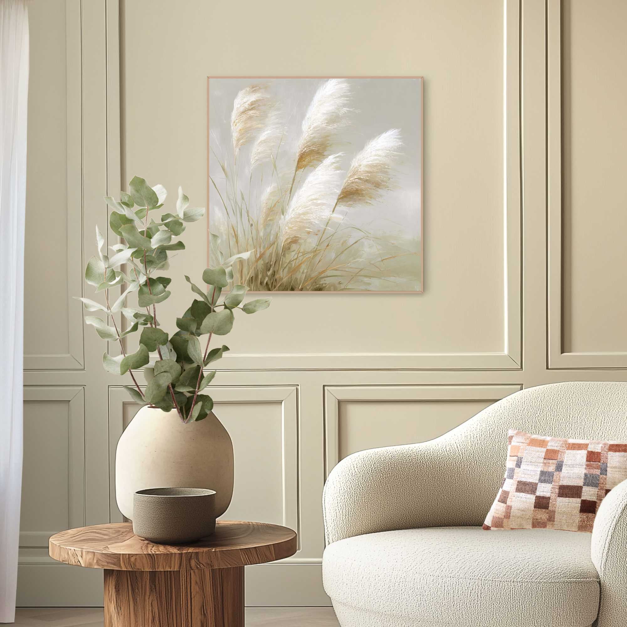 Image of Reinders Bild mit Rahmen "Pampasgras" Blumen 1 Stk. tlg. Wohnzimmer - Grün - MDF - Blumen und Pflanzen - 50x50 cm
