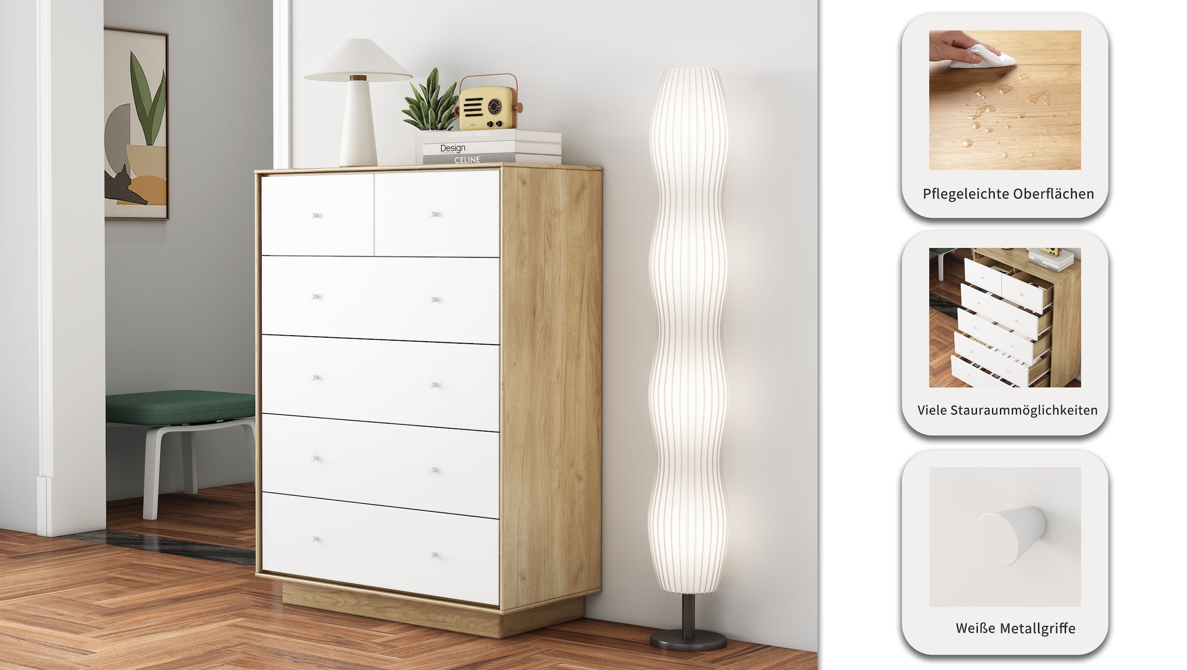 GOODproduct Kommode »Blaire« kratzfeste Melaminoberfläche, ABS-Kanten und FSC-zertifiziertem Holz