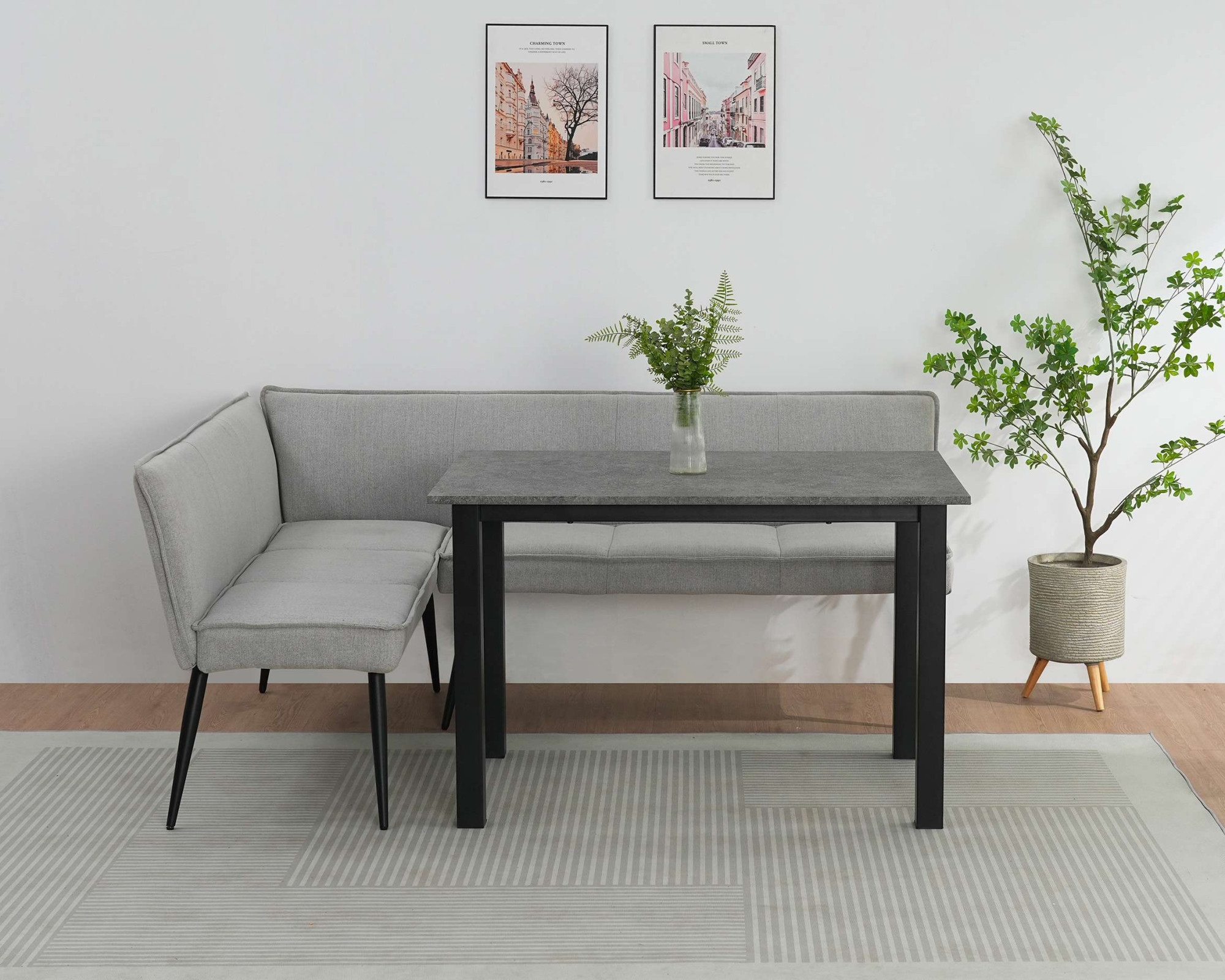 GOODproduct Essbank »Ianna« schwarze Metallbeine, pflegeleichtem Webstoff Bezug, Breite 193 cm