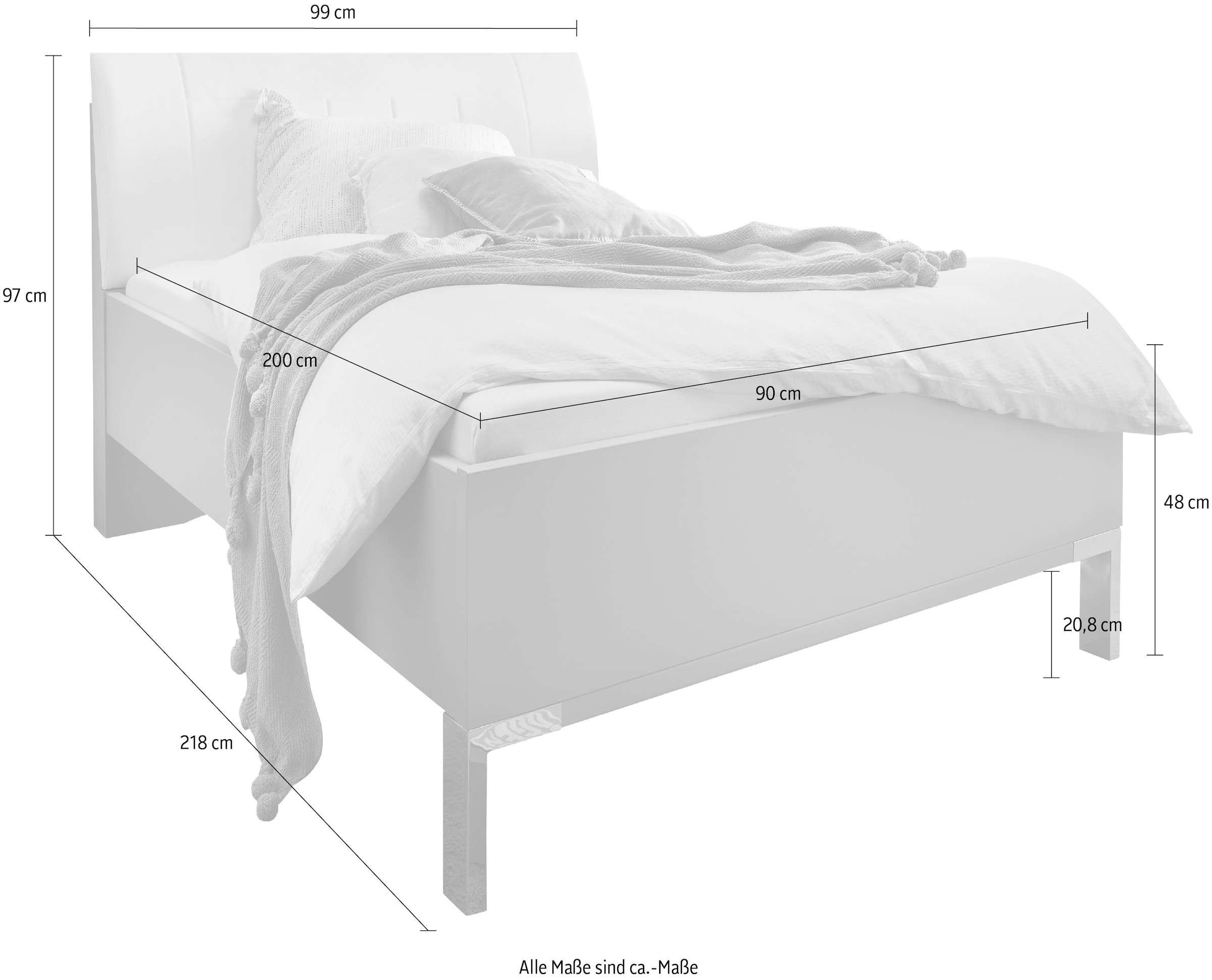 WIEMANN Futonbett »Monaco, Bettgestell, Bettrahmen, komfortables Polsterkopfteil« 4-fache Liegehöhenverstellung, MADE IN GERMANY,  Polsterkopfteil aus Kunstleder, verschiedene Grössen, in Komforthöhe