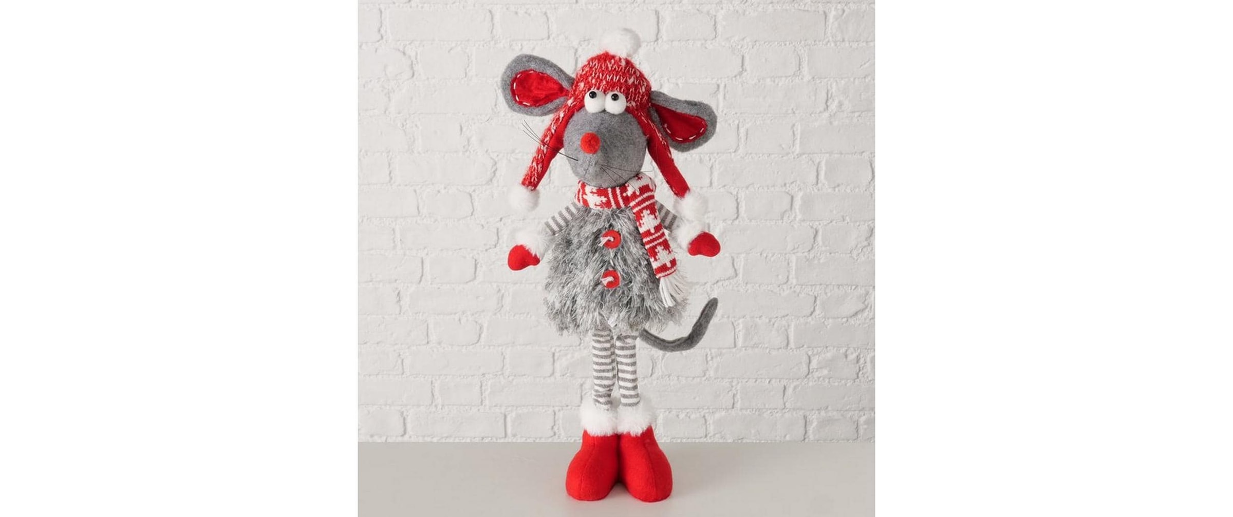 BOLTZE Weihnachtsfigur »Dekofigur Maus Helgy Grau/Rot«