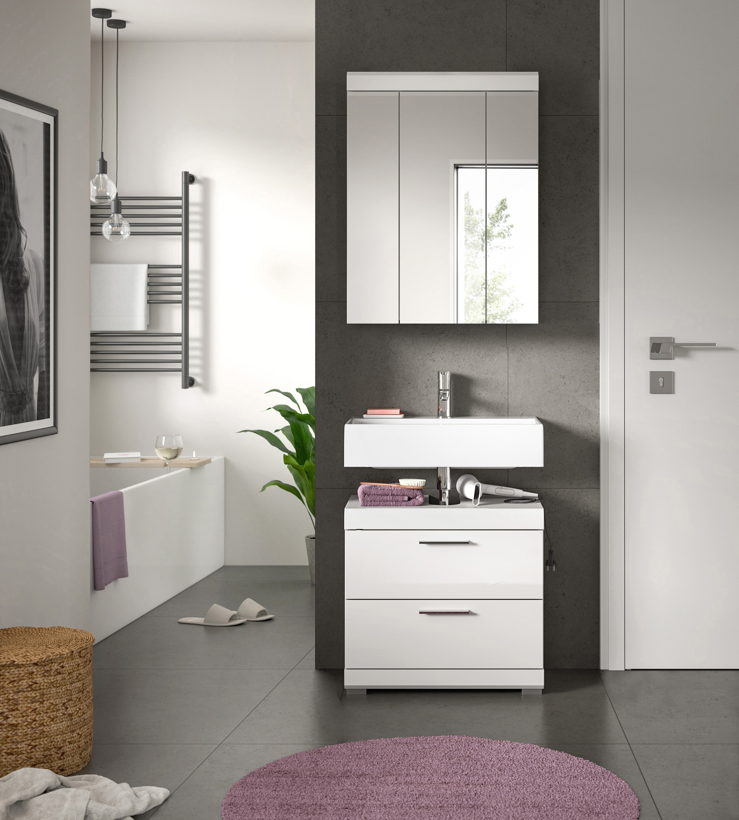 INOSIGN Ensemble de meubles de salle de bain »Siena, 2 tlg., bestehend aus: Waschbeckenunterschrank, Spiegelschrank« Set, TOPSELLER!, 2 cuis tlg.