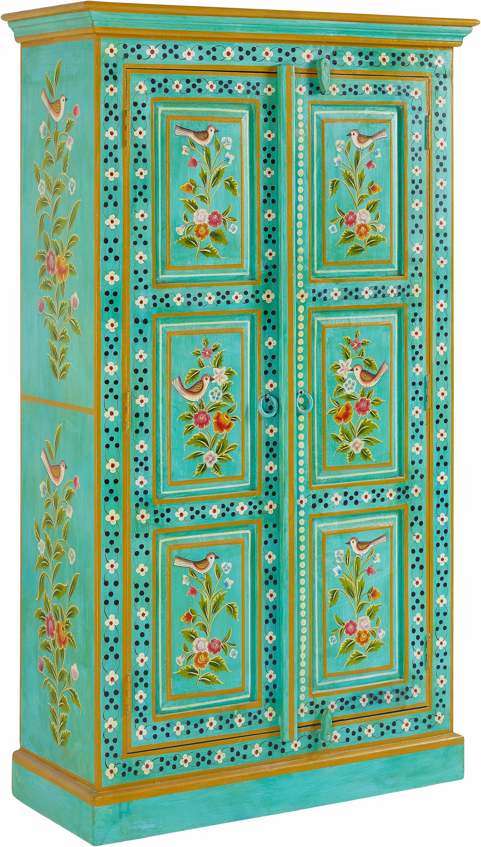 Image of GOODproduct Stauraumschrank "Prem" Handbemalt, Breite/Tiefe/Höhe: 87/38/152 cm