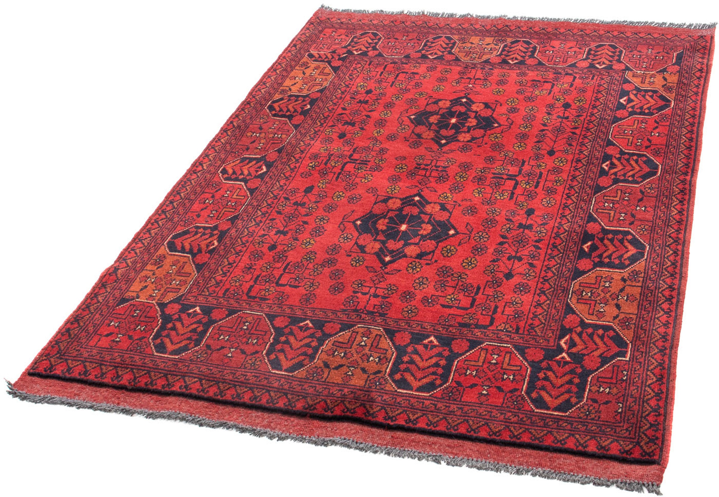Image of morgenland Orientteppich »Afghan - Kunduz - 145 x 103 cm - dunkelrot«, rechteckig, 7 mm Höhe, Wohnzimmer, Handgeknüpft, Einzelstück mit Zertifikat bei Ackermann Versand Schweiz