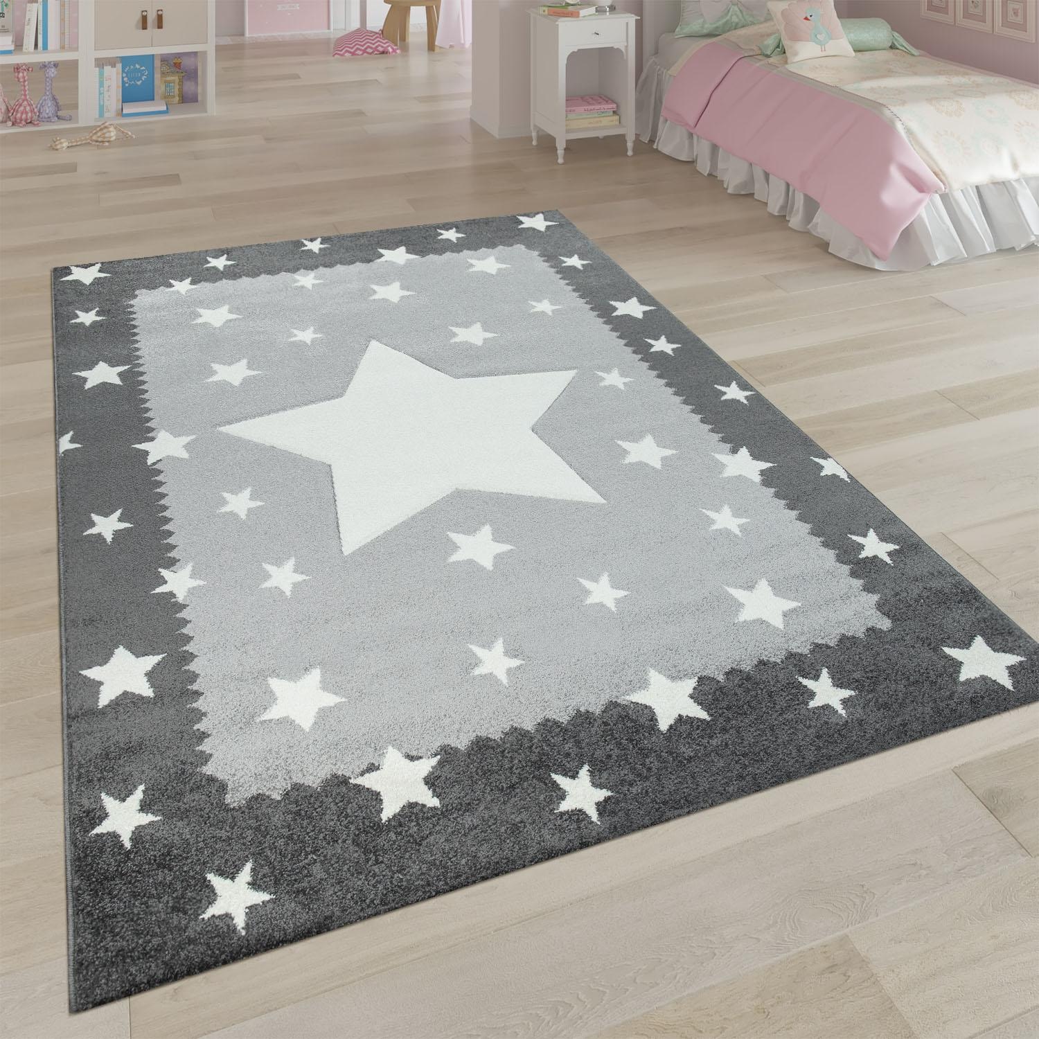Paco Home Kinderteppich »Ela 398«, rechteckig, 17 mm Höhe, 3D-Design, Motiv Sterne, Pastell-Farben, mit Bordüre, Kinderzimmer