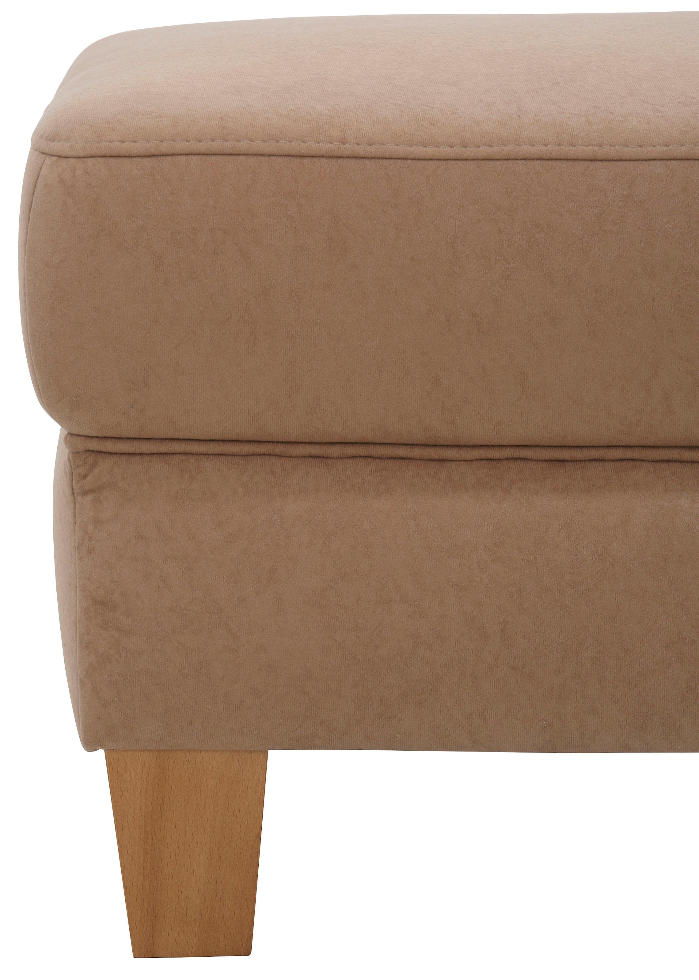 Home affaire Hocker »Texel« mit Federkern und Kontrastnaht, Füsse Buche eichefarben