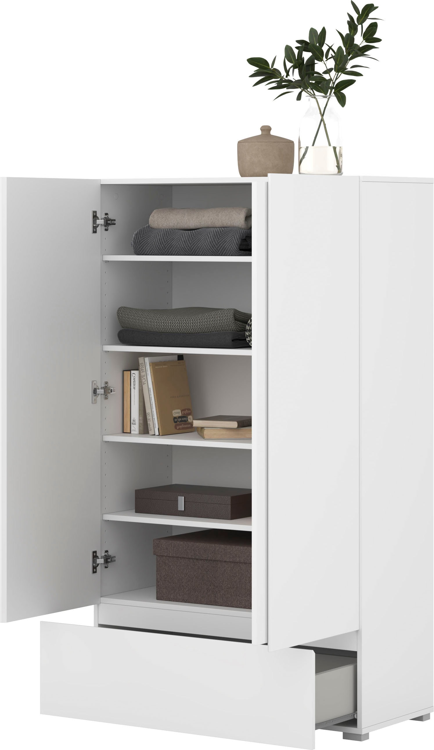 GOODproduct Armoire multi-usages »Metric,Breite 89 cm, Highboard, Universalschrank, Garderobe« armoire à linge avec beaucoup de rangement, étagères réglables