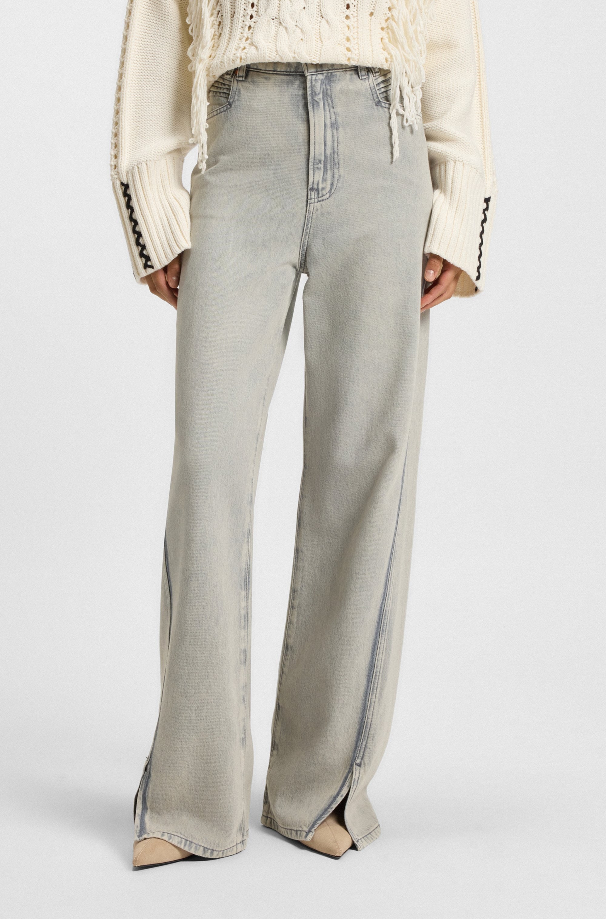 Image of BOSS ORANGE High-waist-Jeans "Marlene High Rise Split Premium Damenmode" mit Schlitzen am Saum