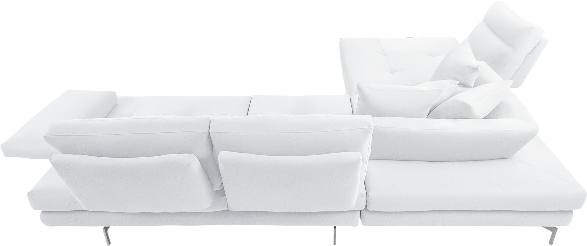 CALIA ITALIA Ecksofa »Toby Wing, L-Form, Designsofa mit sensationellem Sitzkomfort«, Sitztiefenverstell.,wahlw. mit Kissen-Set, Füsse chrom glänzend