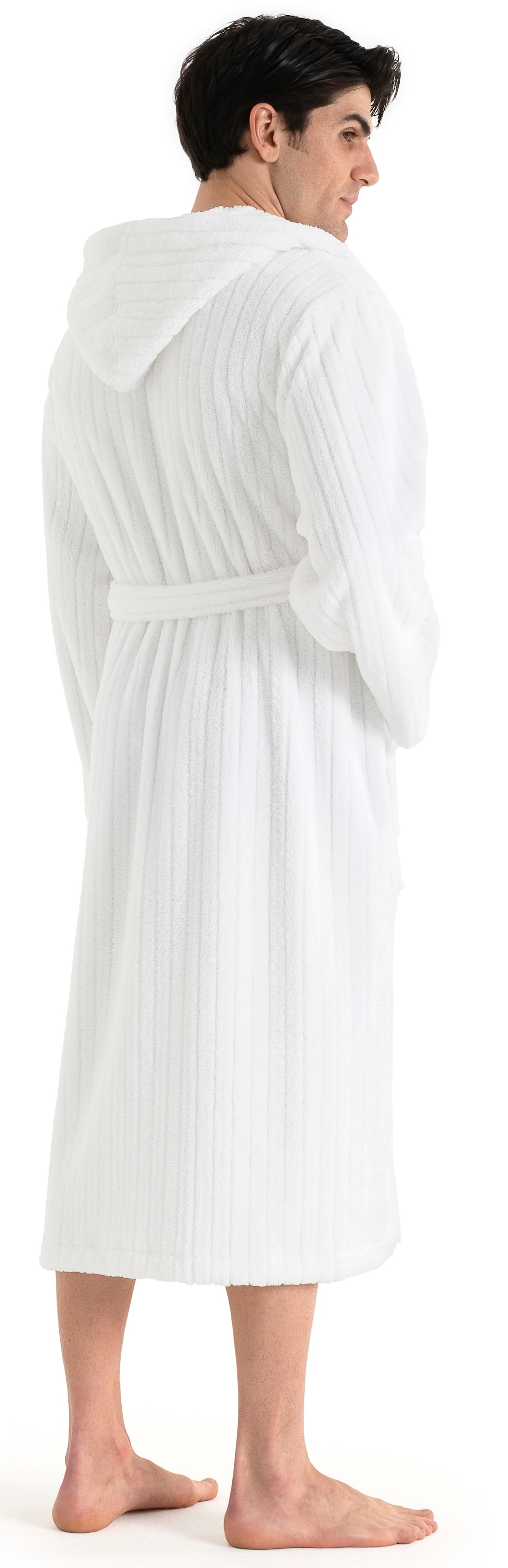 LeGer Home by Lena Gercke Unisex-Bademantel »Lovina gestreift, ideal für Sauna & Spa, Hotelbademantel, Morgenmantel« 1 Stk. Hoch-Tief, kuschelig weicher Fleece, plüsch, Damen und Herren, XS-3XL