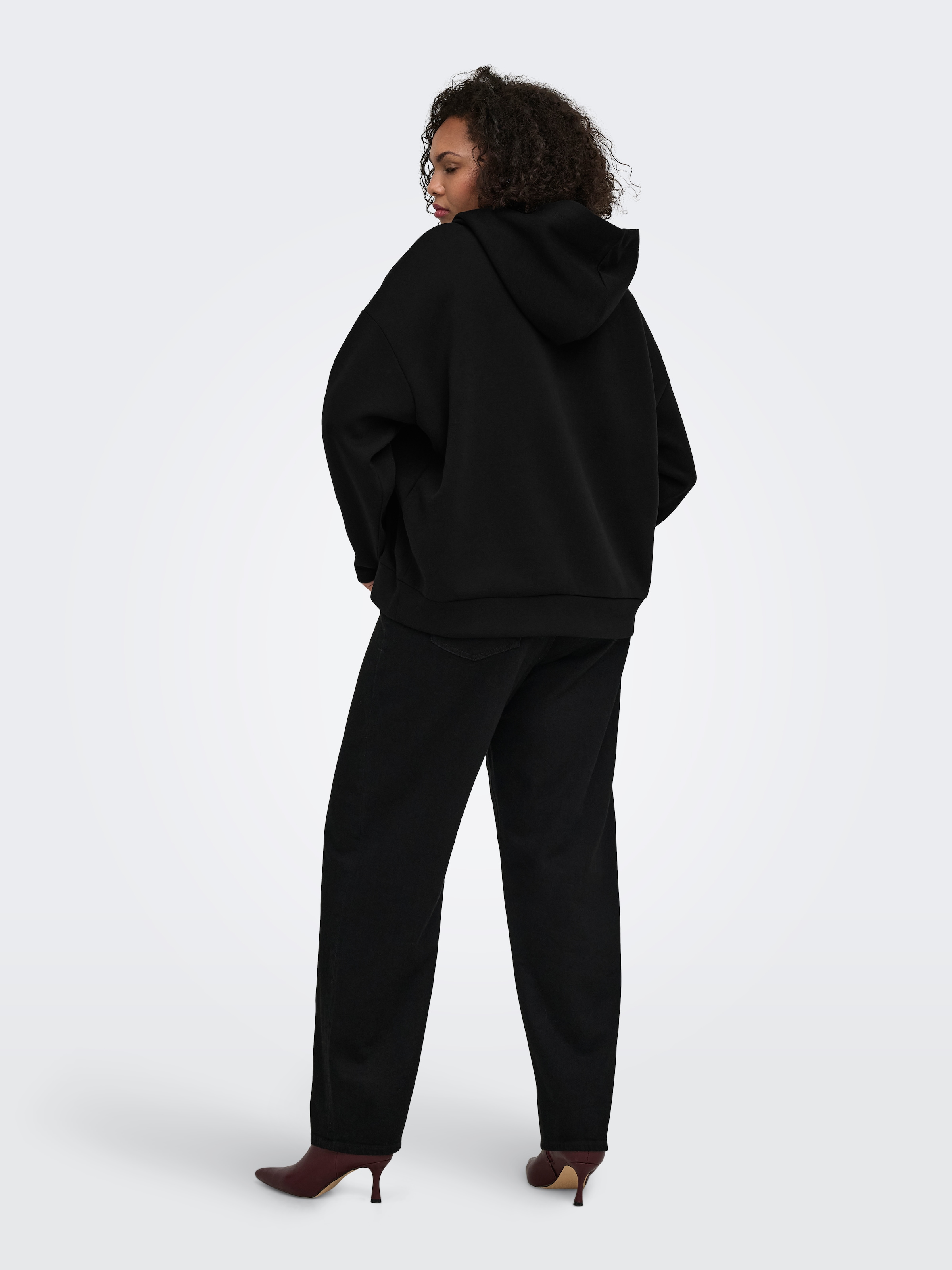 ONLY CARMAKOMA Sweat à capuche »CARSCARLETT FANCY L/S SWT JRS«, mélange de matériaux
