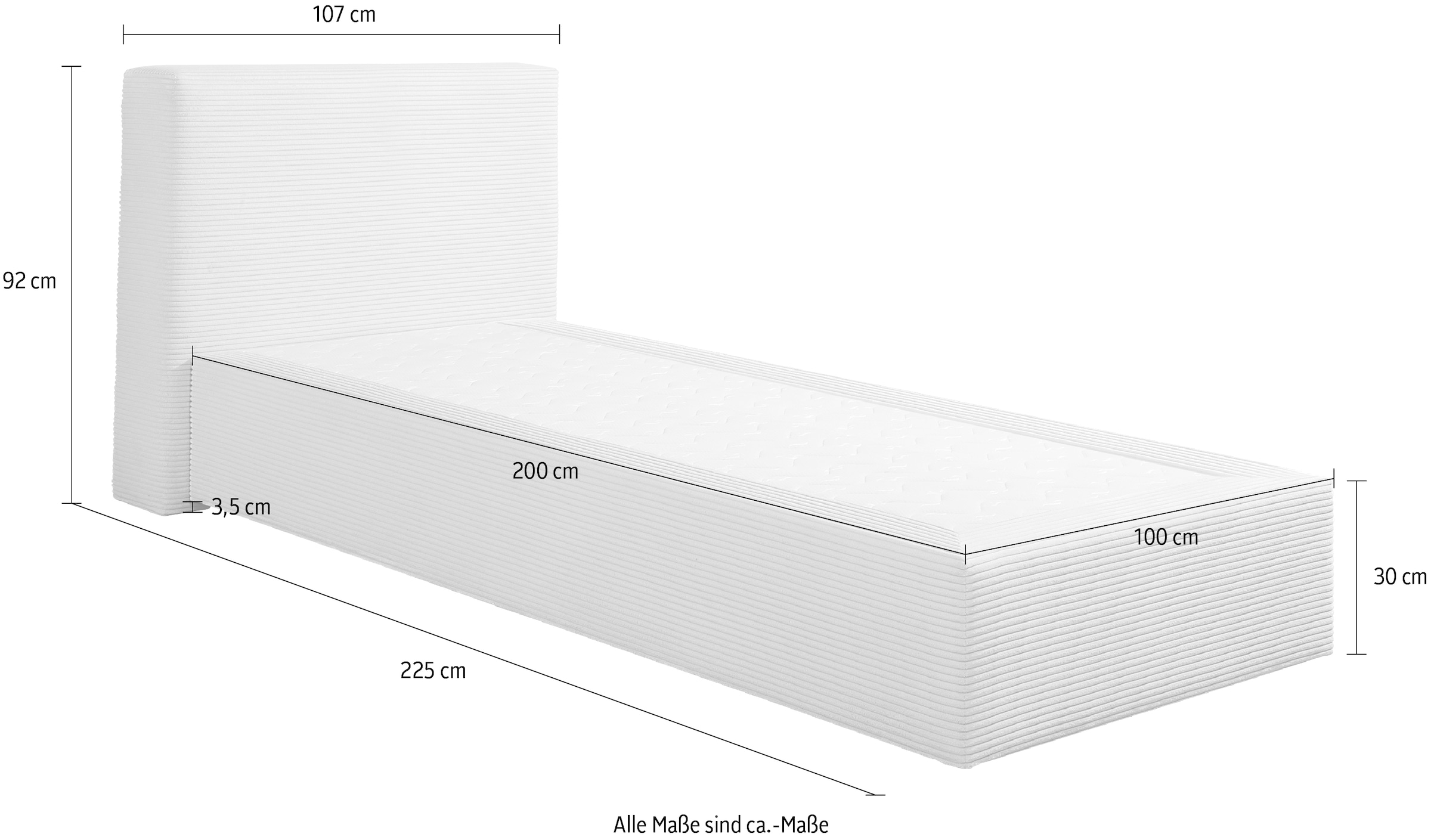 Home affaire Lit boxspring »Åby« In Cord Bezug, wahlweise mit und ohne Matrazte erhältlich