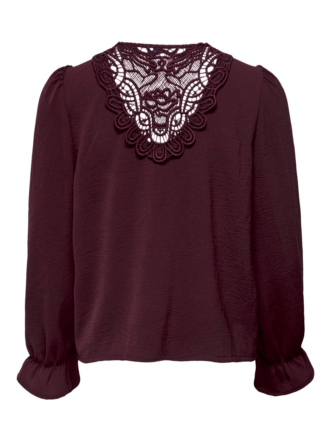 ONLY Blouse en dentelle »ONLMETTE L/S LACE TOP WVN« fibre synthétique, coupe régulière
