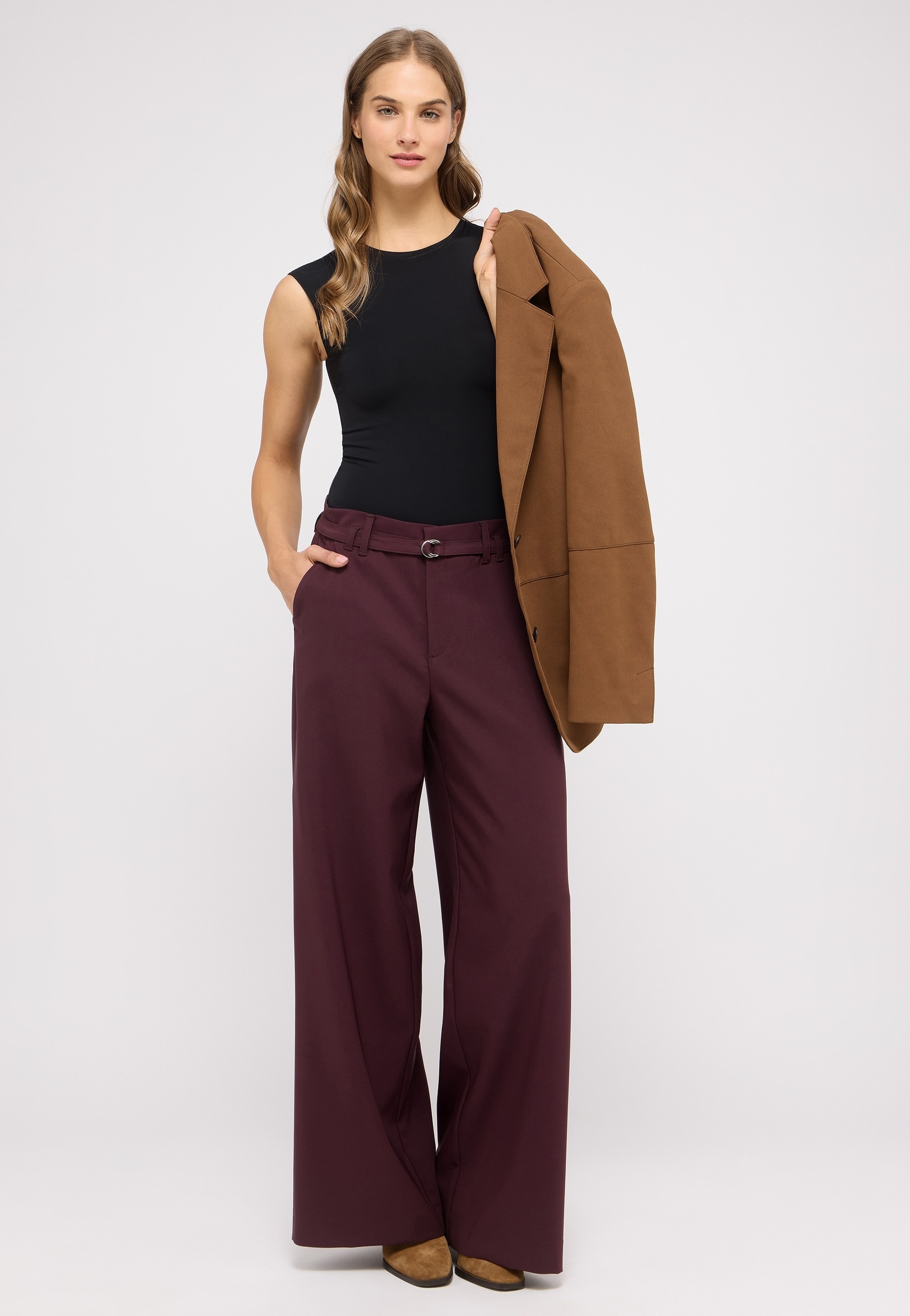 ANGELS Stoffhose »LIVA SLEEK«  Hose Liva Chic Belt mit eingebautem Gürtel