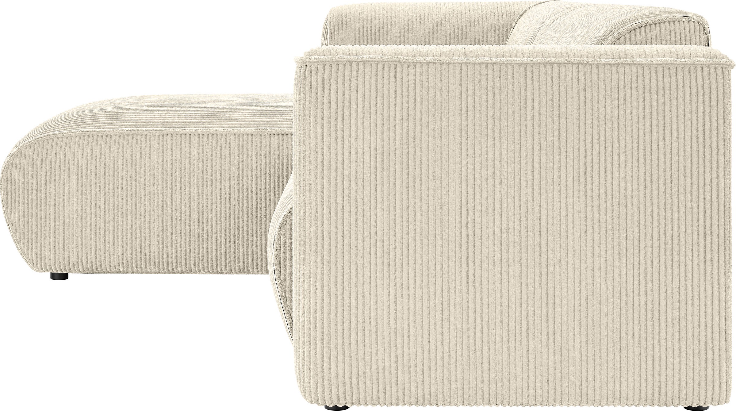 INOSIGN Ecksofa »MERID L-Form (257 cm), zeitlos & stilvolles Design,«, Aufwendig gepolstert, in Cord, Chenille und Struktur
