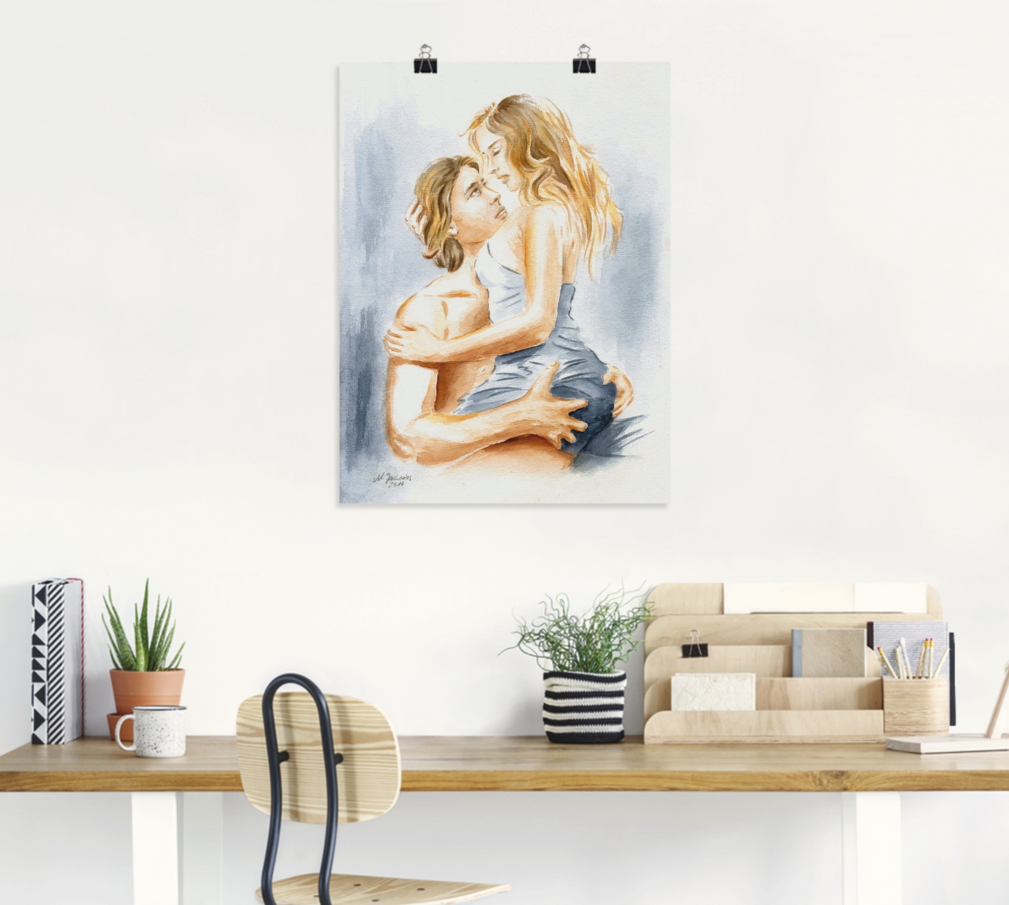 Artland Wandbild »Verliebtes Pärchen - erotisches Aquarell«, Paar, (1 St.), als Leinwandbild, Poster in verschied. Grössen