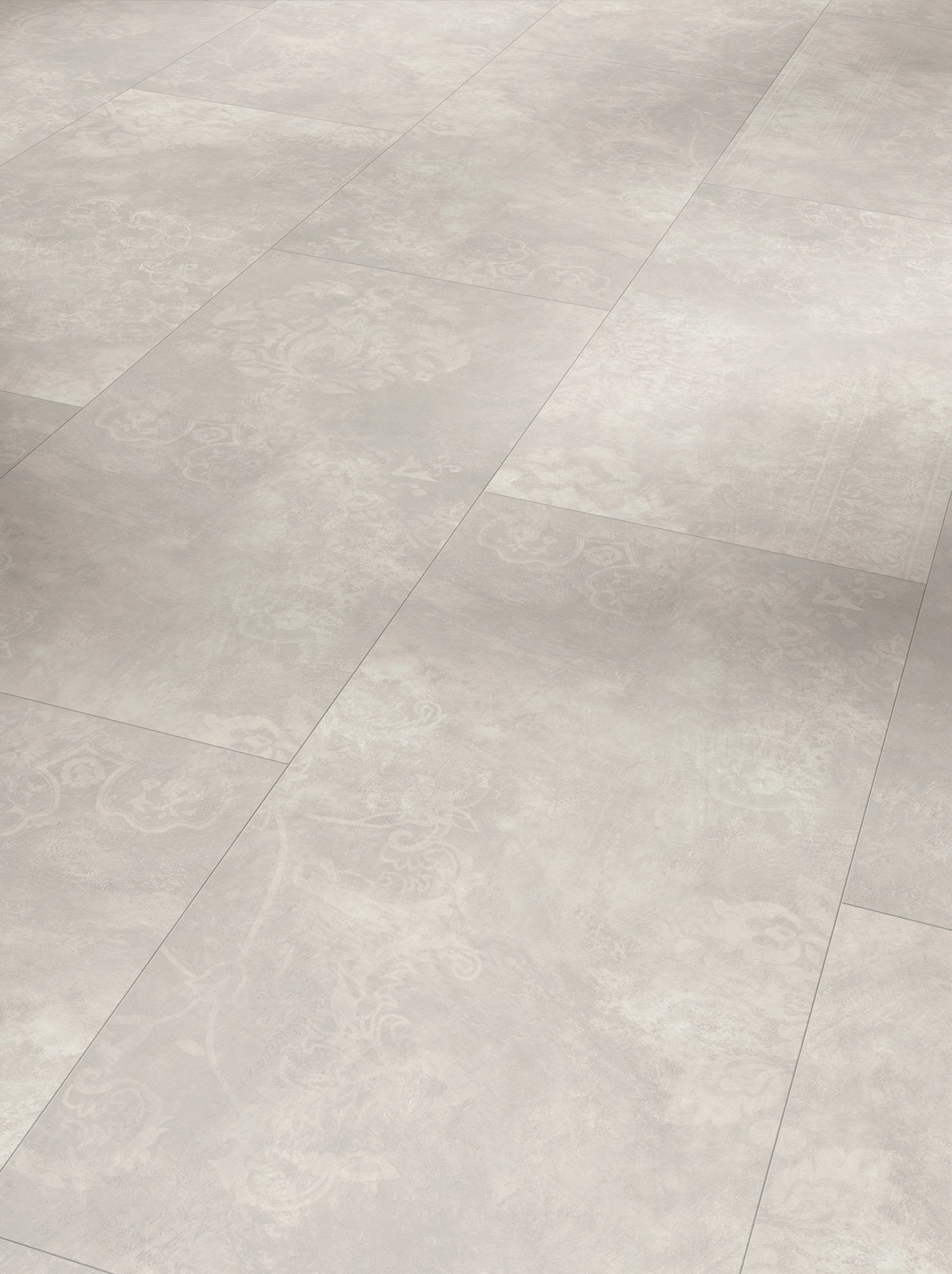 Image of PARADOR Designboden »Modular ONE Grossfliese Beton Ornament Weiss«, (Set), Steinstruktur, mit integrierter Trittschalldämmung, Verlegefläche: 1,71 m², matt, für Fussbodenheizung geeignet bei Ackermann Versand Schweiz