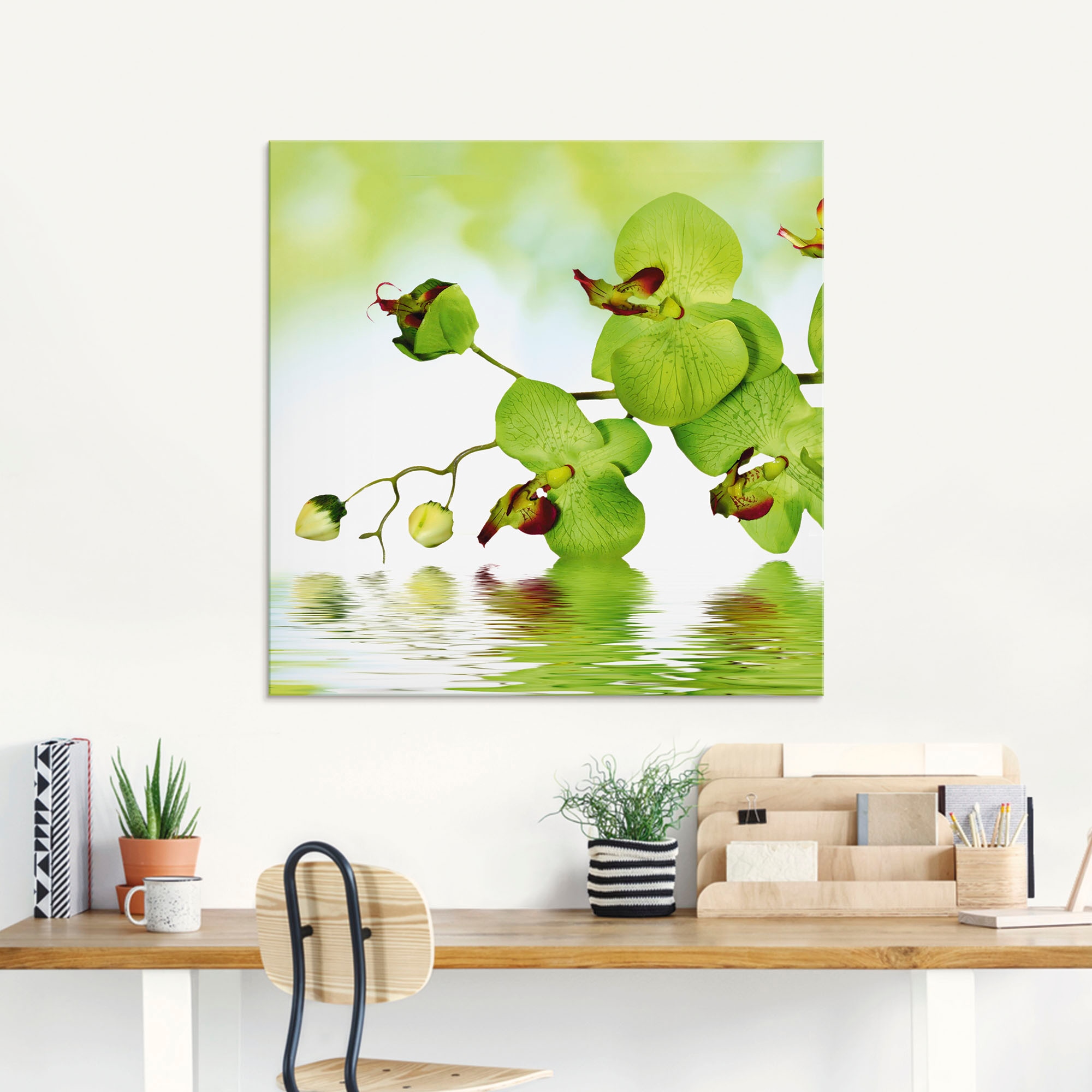 Artland Glasbild »Schöne Orchidee mit grünem Hintergrund«, Blumen, (1 St.), in verschiedenen Grössen