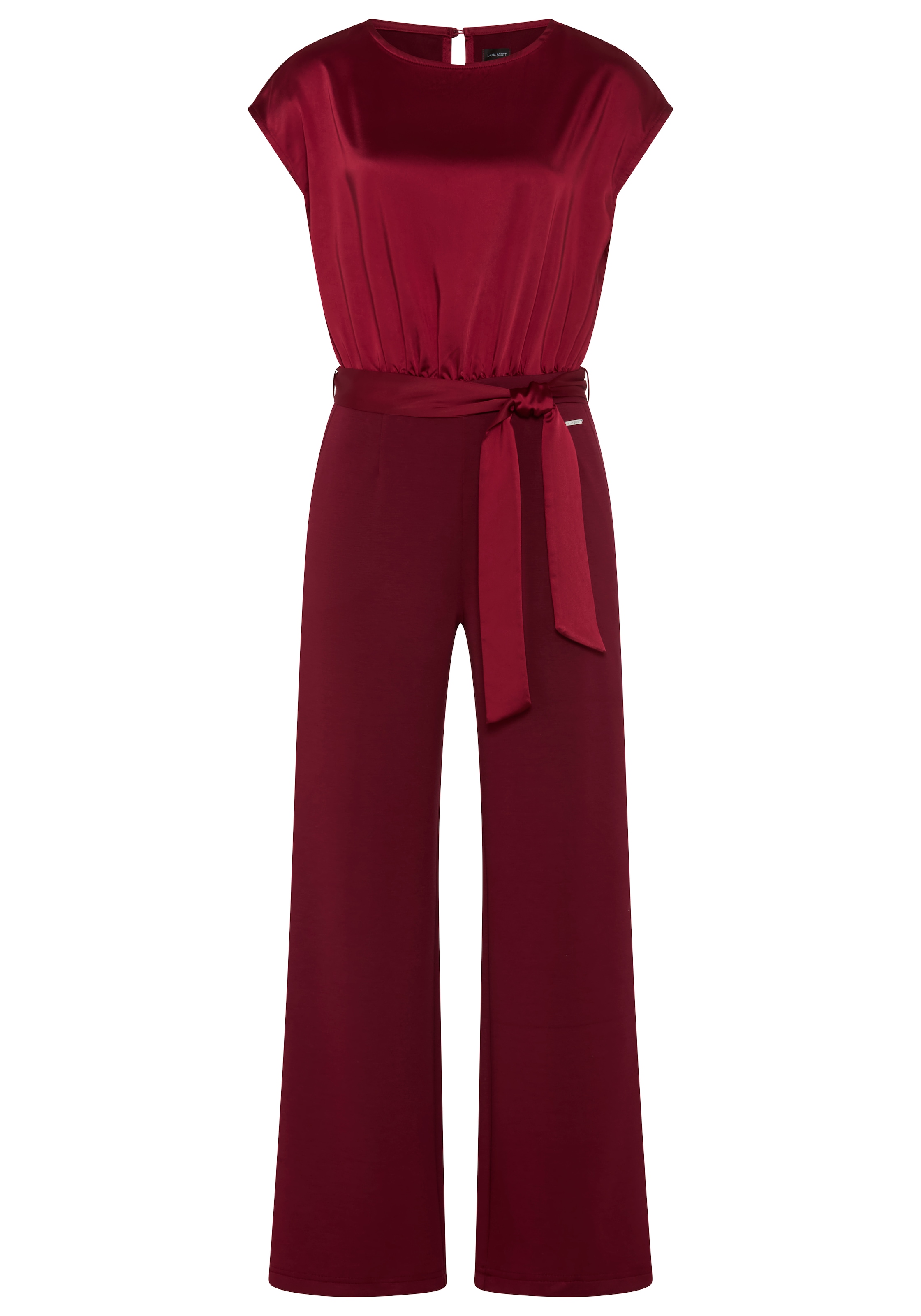 Laura Scott Jumpsuit en satin brillant, avec pantalon jersey confortable, coupe ajustée