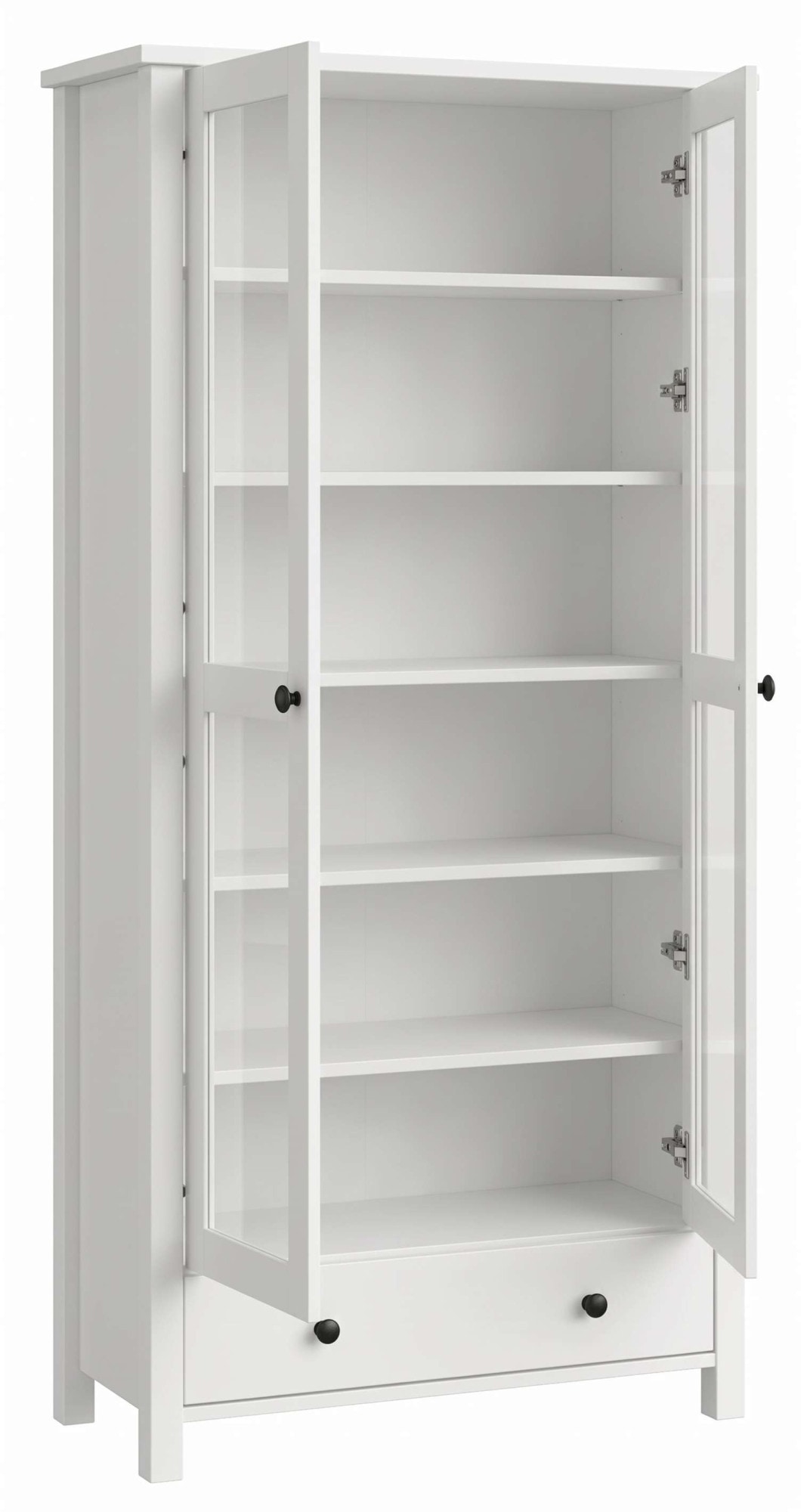 GOODproduct Vitrine »Mikkeli Glasvitrine mit 1 Schubkasten, Knopfgriffen aus Metall« aus massiver FSC®-zertifizierter Kiefer, moderner Landhausstil